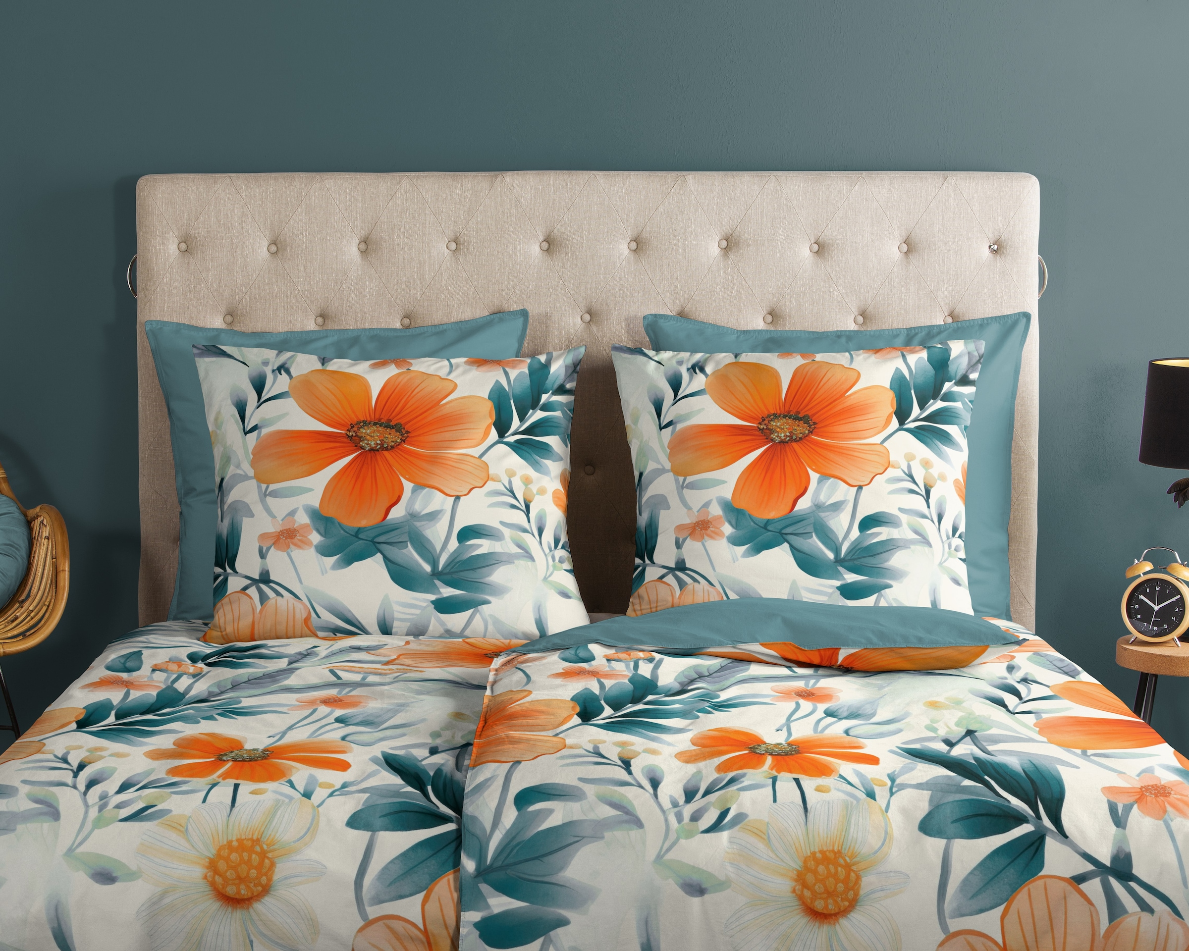 good morning Wendebettwäsche »Spirit«, 100% Baumwolle, Renforcé, Reissverschluss, Wendeoptik, Blumen, Mohn