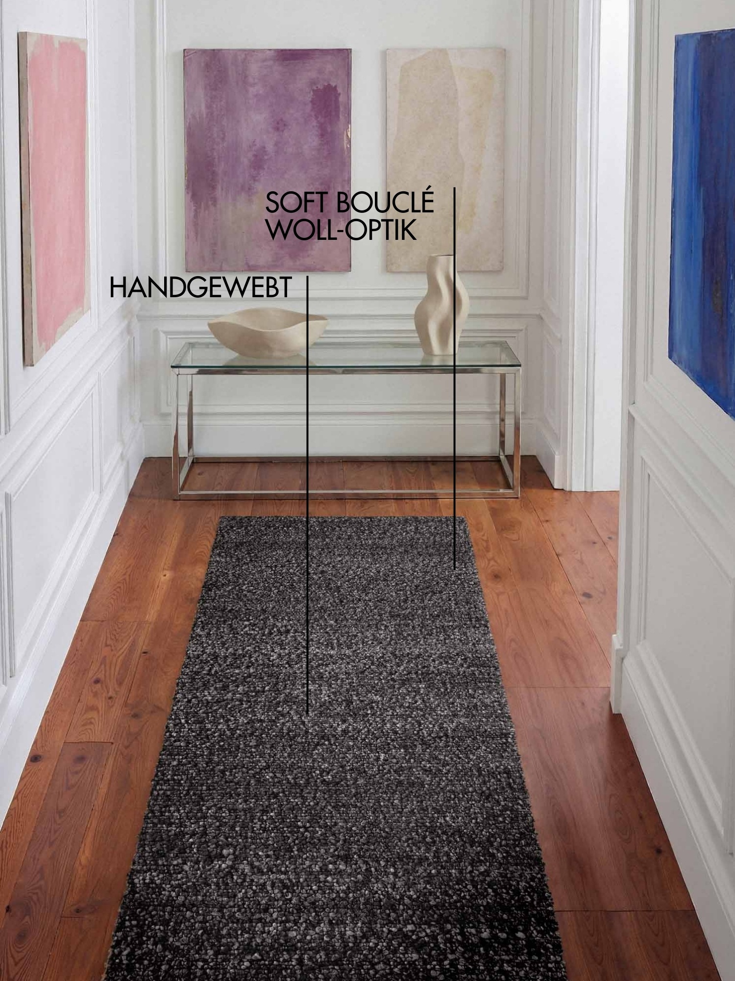 Ted Baker Teppich »Soft Bouclé Portobello , auch als Läufer« rechteckig 10 mm Höhe Woll-Optik, Bouclé Meliert, Wohnzimmer, Esszimmer, Schlafzimmer, Flur