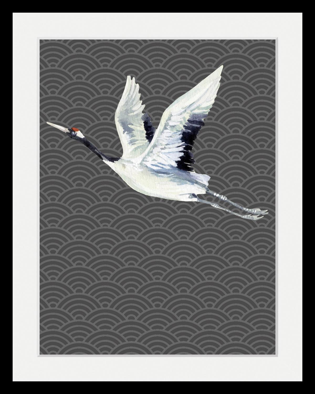 Image of queence Bild "Kranich" Tiere Vogelbilder Vögel HD Premium Poster-Druck inkl. Holzrahmen