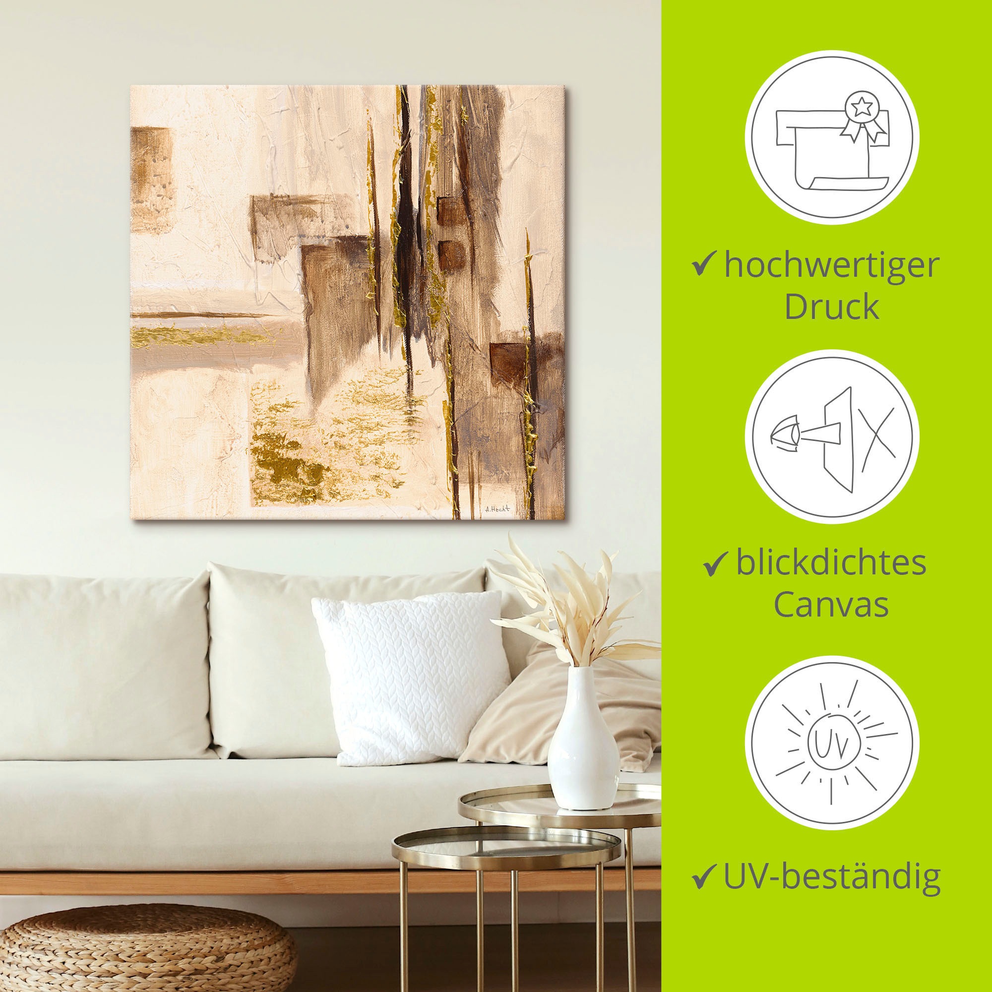 Artland Wandbild »Goldene Silhouette I«, Muster, (1 St.), als Leinwandbild, Wandaufkleber in verschied. Grössen