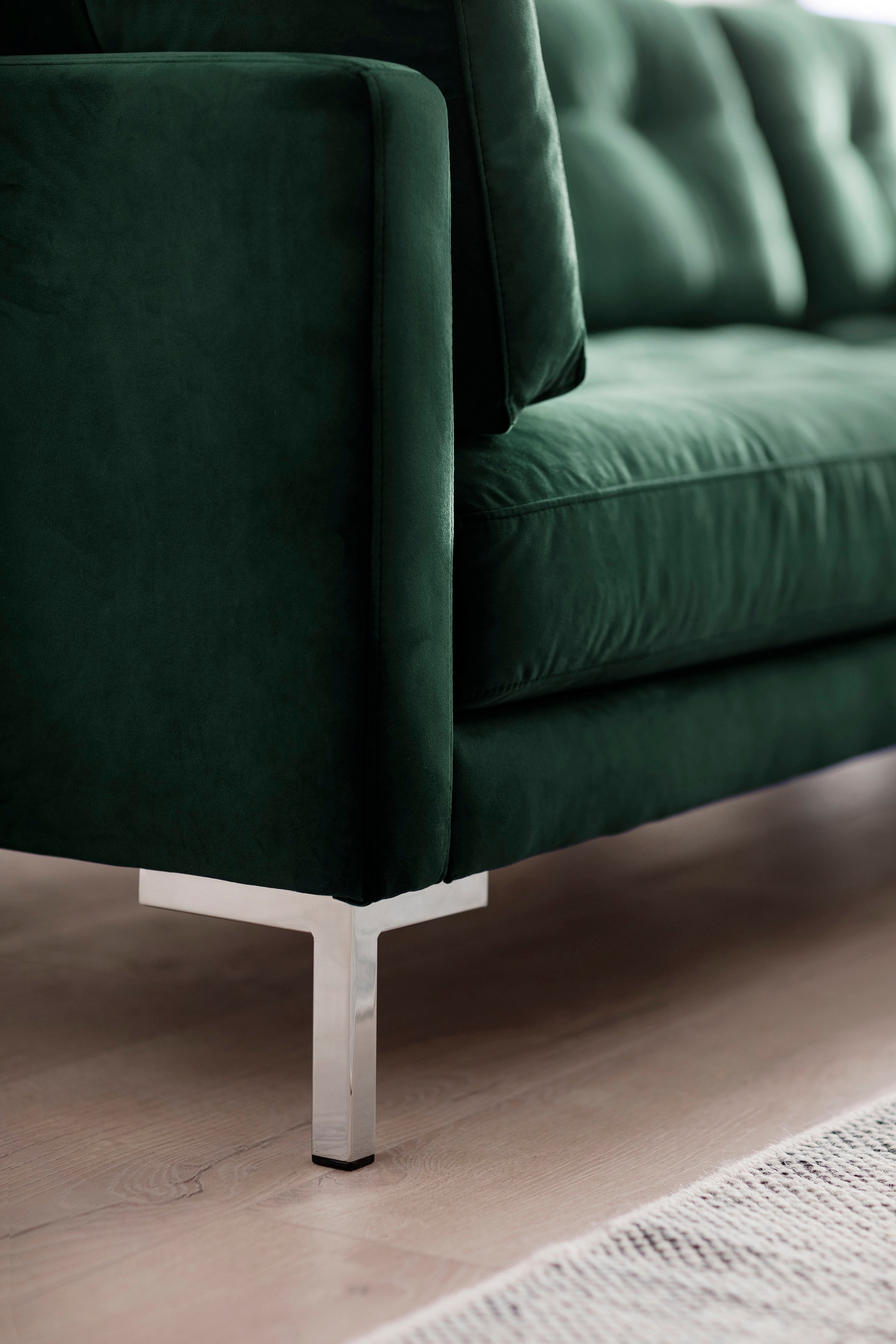 Trends by HG Canapé d'angle »Landau L-Form« en velours côtelé avec pied en métal