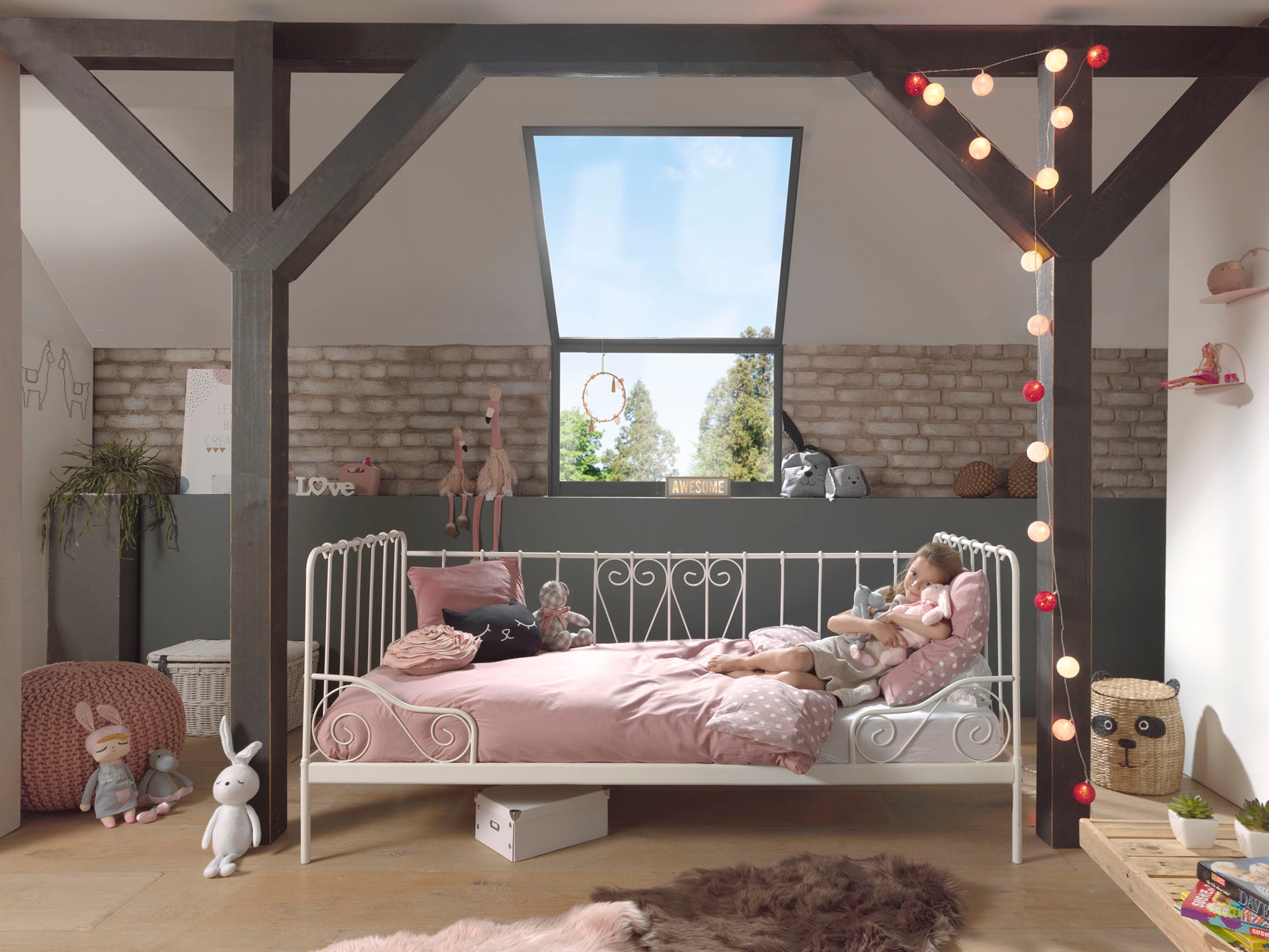 Vipack Jugendbett »Alice, Bettgestell Metall, pulverbeschichtet, in nostalgischem Design« B/H/T ca. 205x89,5x94,5cm, zwei Farben zur Auswahl,  Metallbett inkl. Lattenrost, stabil und standfest