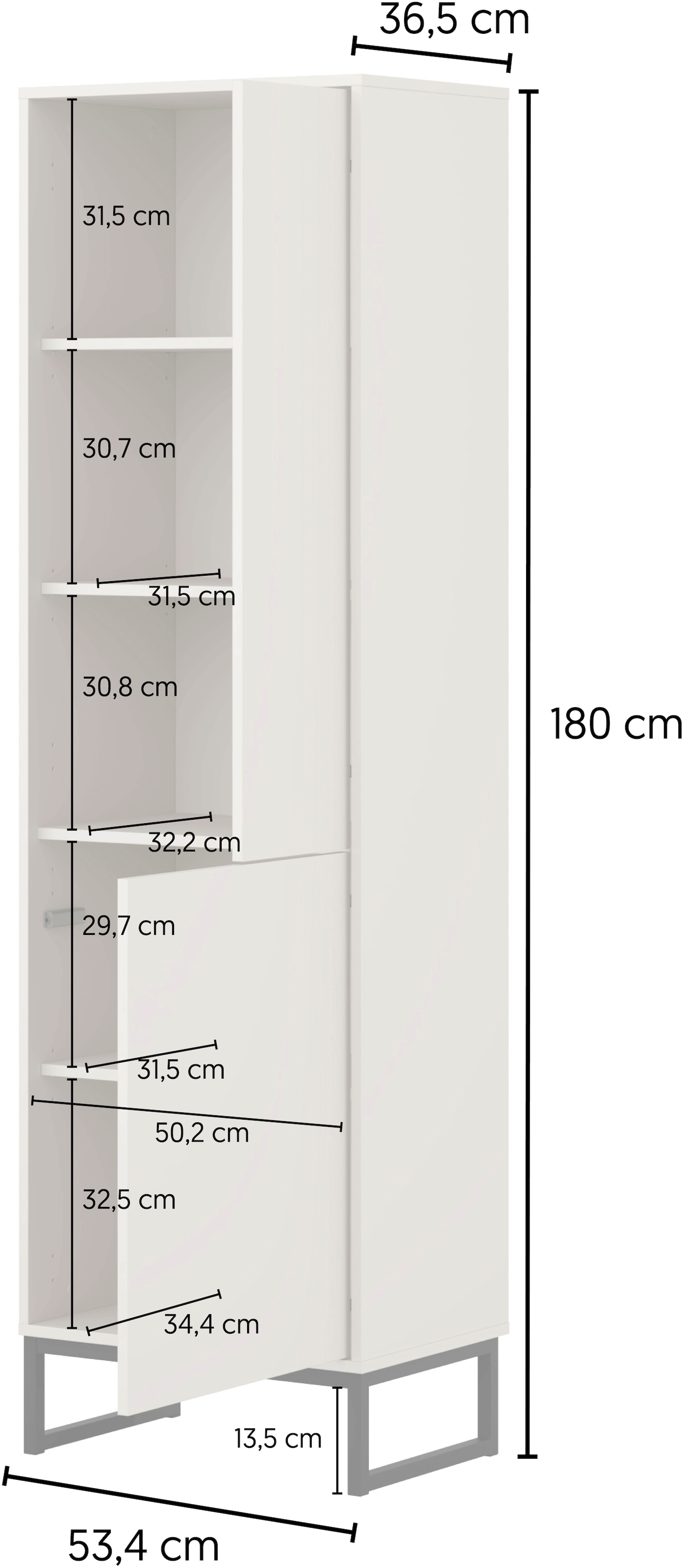 GOODproduct Vitrine »Loft, Höhe 180 cm, moderne grifflose Standvitrine mit 2 Türen« Hochschrank mit viel Stauraum, verstellbaren Einlegeböden, Regal