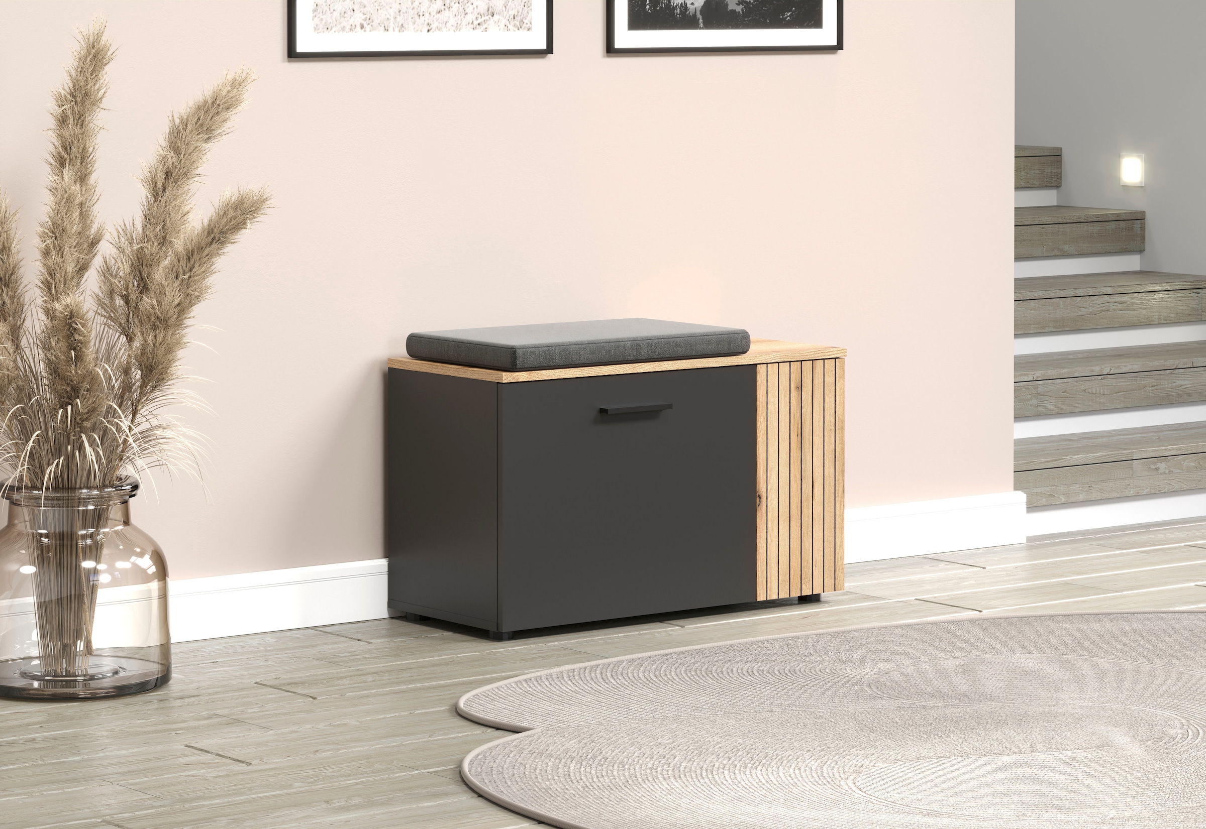 Home affaire Sitzbank »Estepona« 1 Stk. tlg. Schuhbank mit 2 Türen & 2 Einlegeböden – (B/T/H) 80/36/48 cm