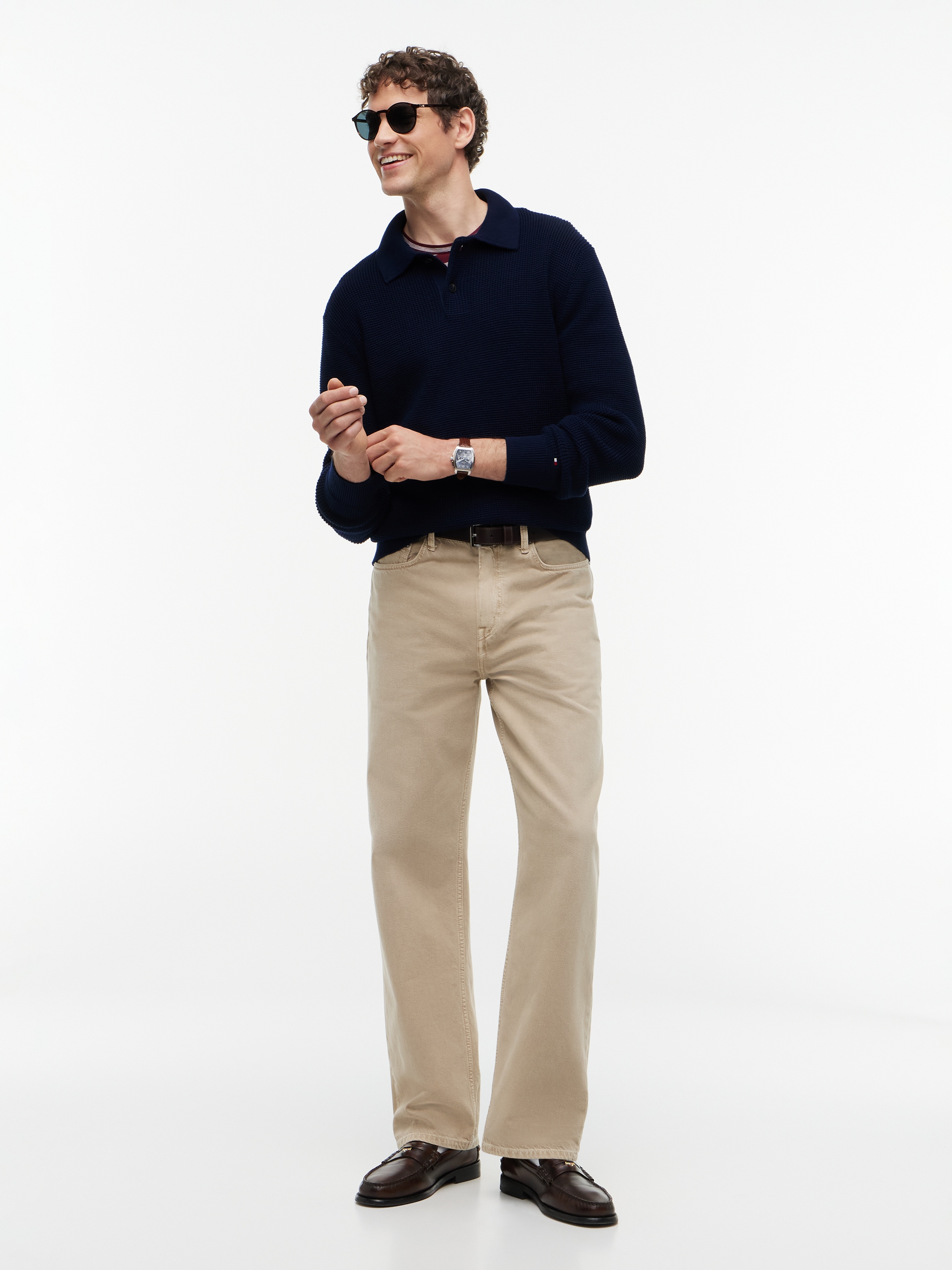 Tommy Hilfiger Polokragenpullover »WAFFLE STRUCTURE RUGBY« Relaxed Fit