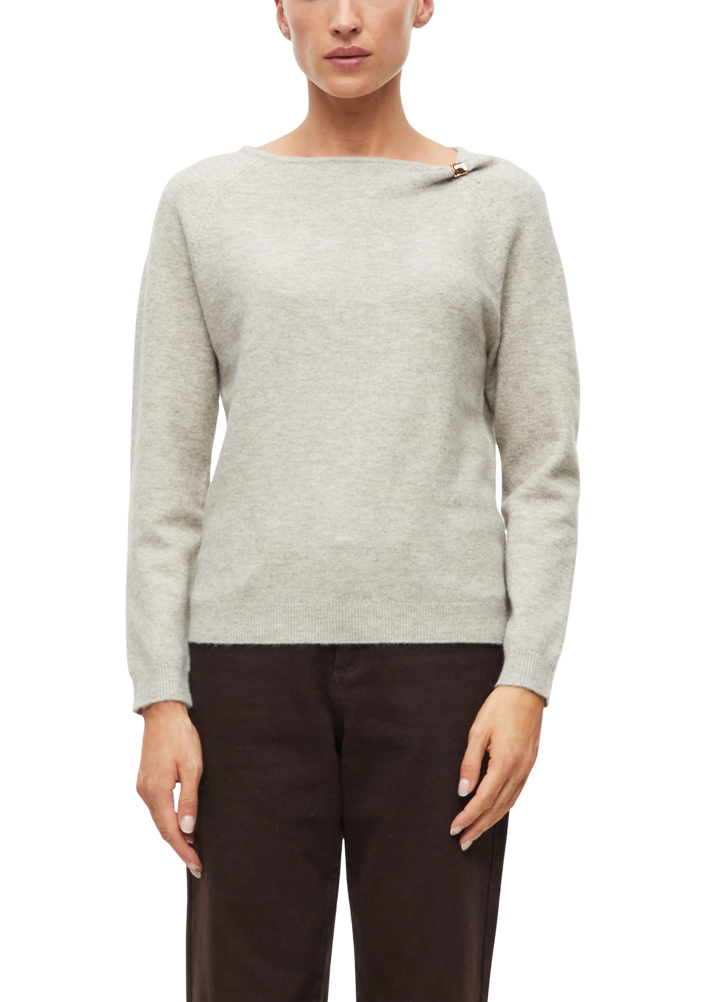 Image of s.Oliver BLACK LABEL Strickpullover Langarm / U-Boot-Ausschnitt / Zier-Element an der Schulter