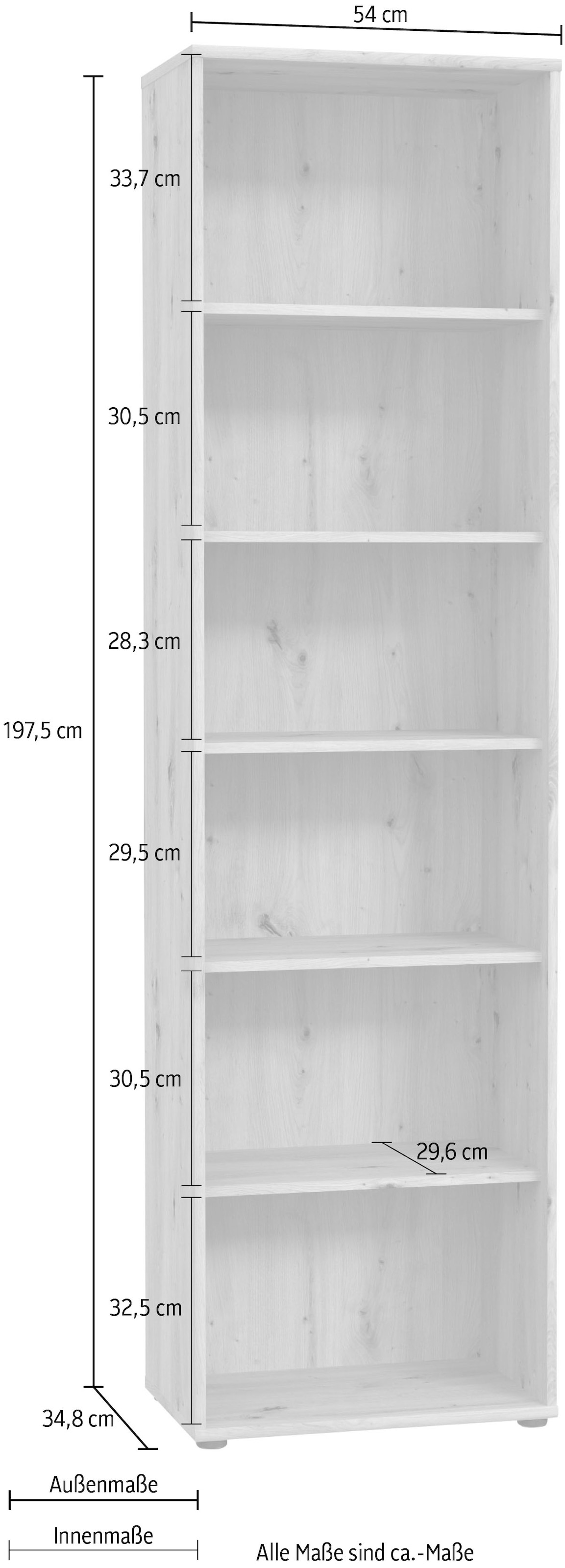 FORTE Regal »Tempra, Mehrzweckregal schmal, Höhe 197,5 cm, 5 Ablageböden« Höhe ca. 197,5 cm