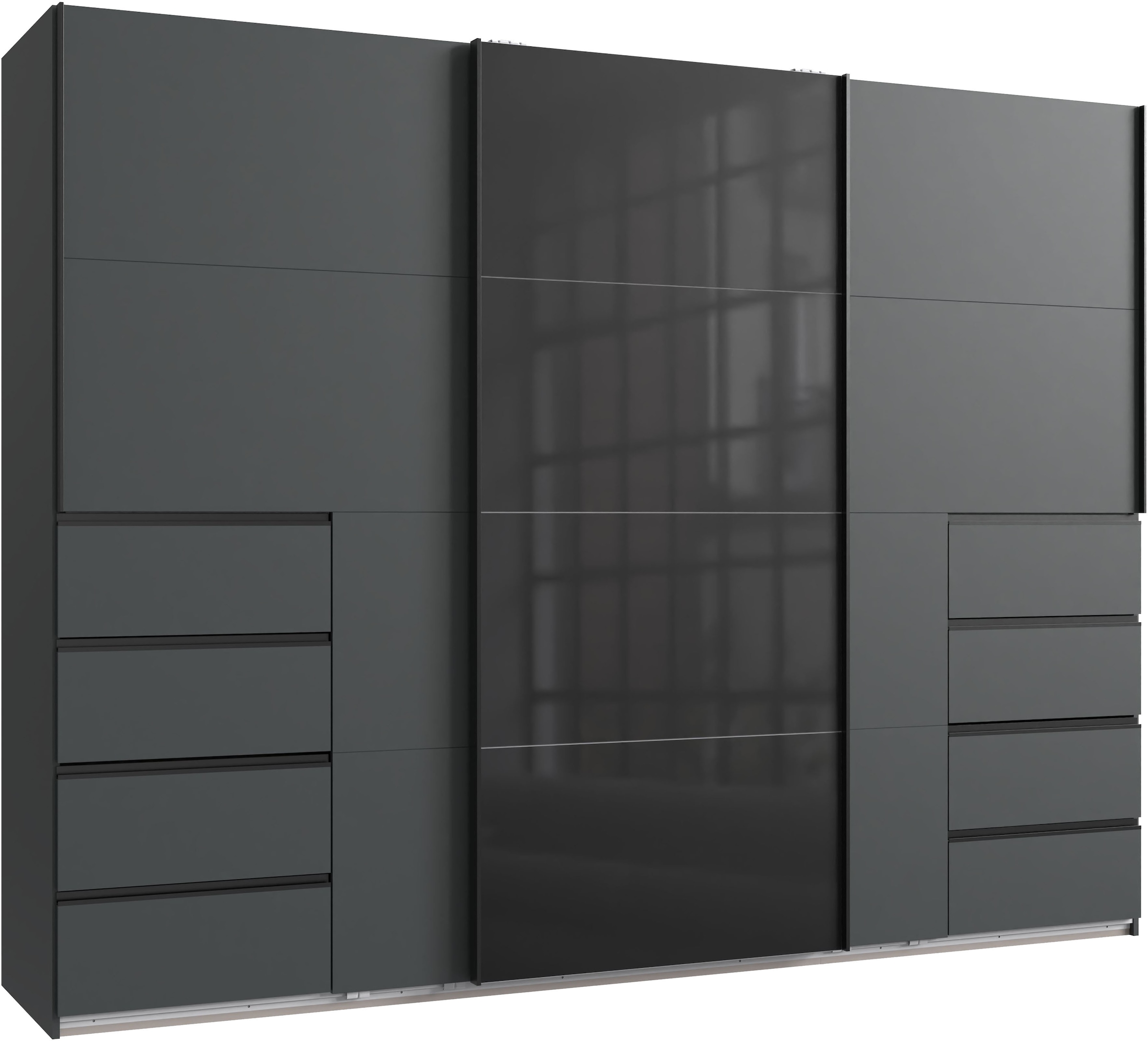 Image of Wimex Schwebetürenschrank "Bali in den Breiten 225cm & 270cm, Kleiderschrank mit Glaselement" Schrank mit 3 Türen, in den Farben: grafit oder saharagrau erhältlich
