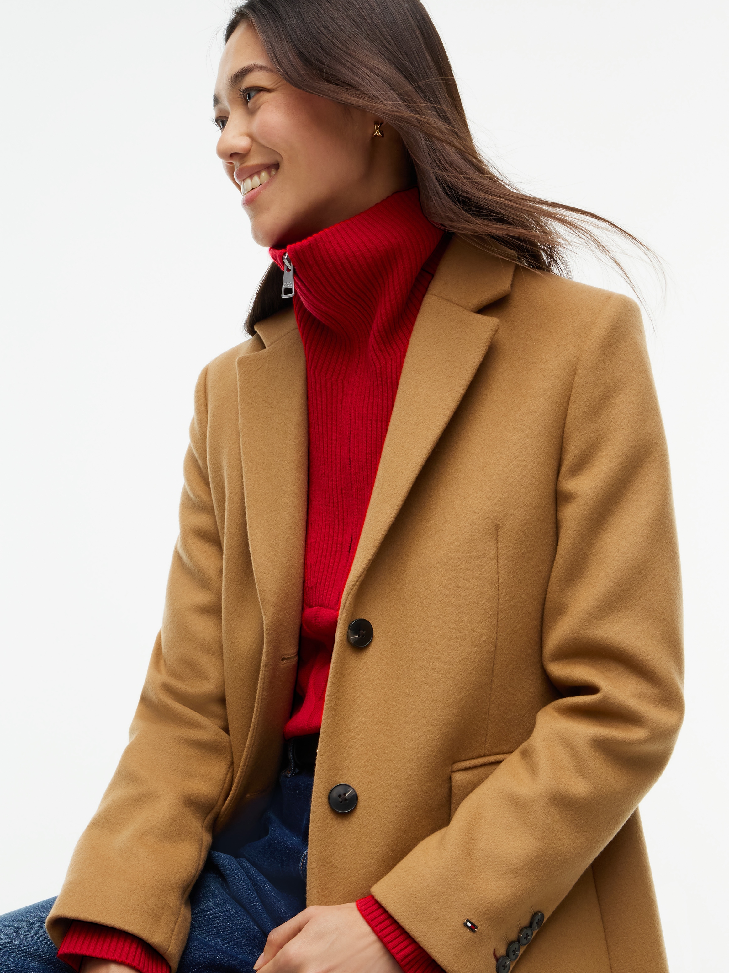Tommy Hilfiger Manteau court »WOOL CLASSIC SB COAT« Materialmix, mit Wolle, auch in grossen Grössen