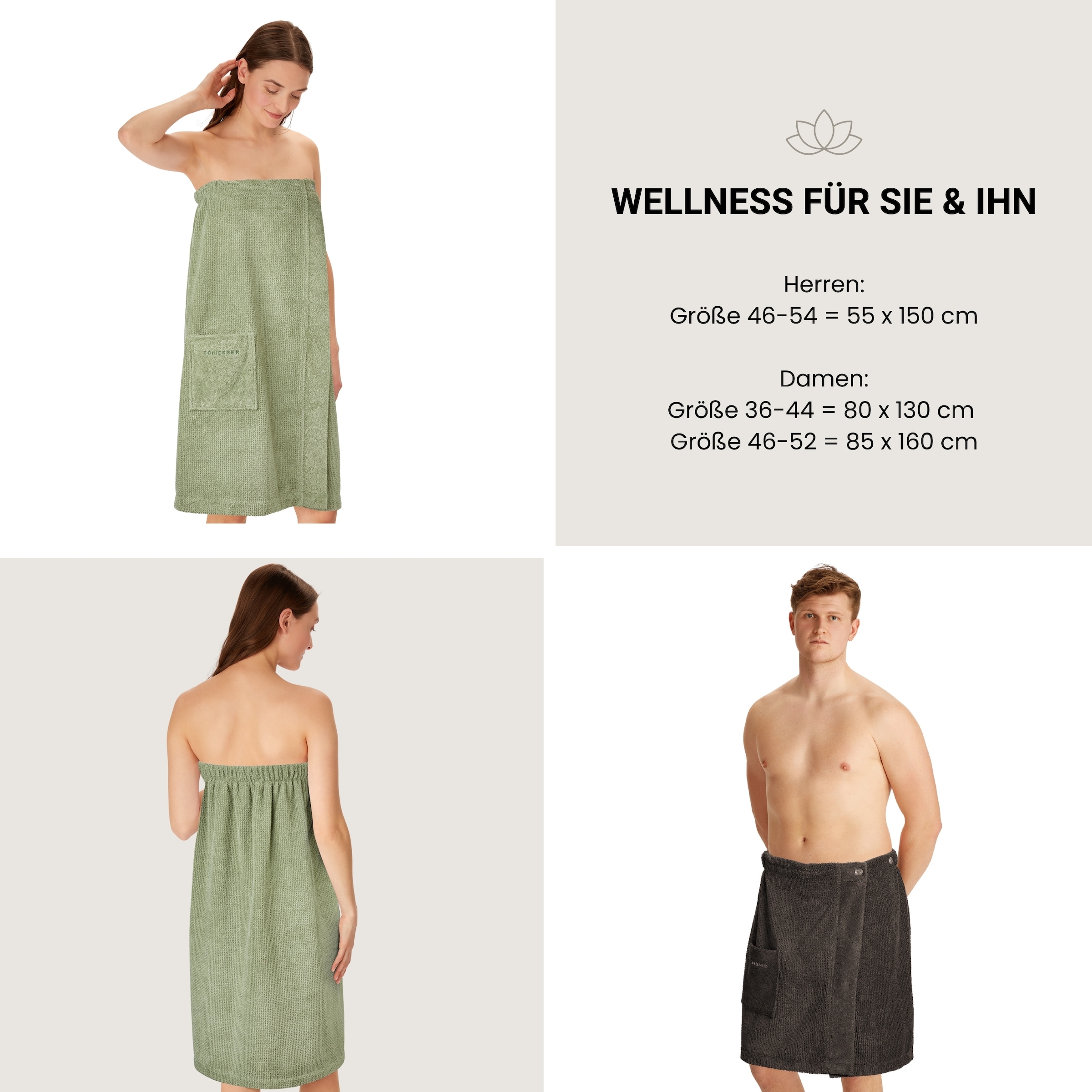Schiesser »Saunakilt Turin für Damen in angesagter Reiskornoptik« 1 Stk. Made in Green