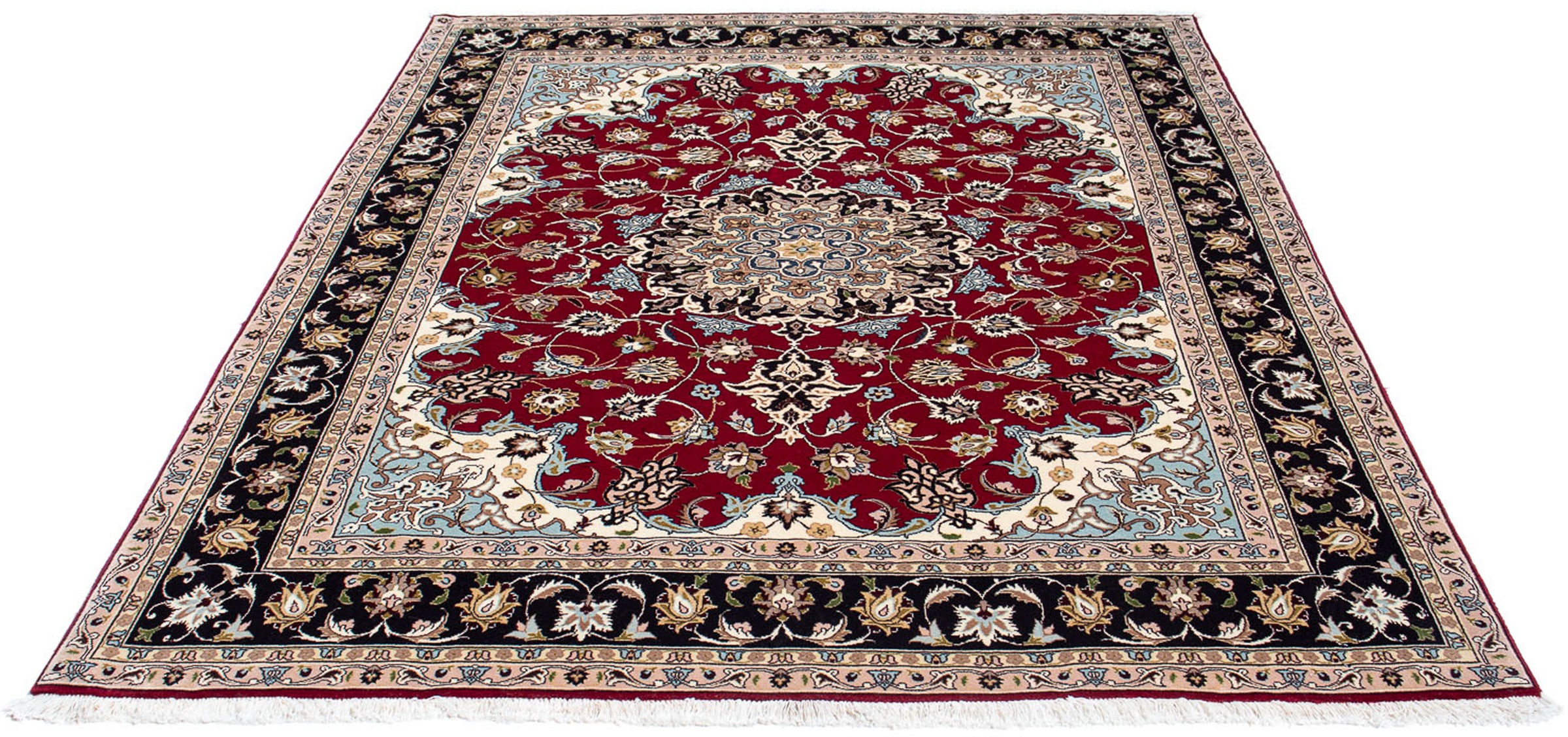 Image of morgenland Orientteppich »Perser - Täbriz - Royal - 198 x 155 cm - dunkelrot«, rechteckig, 7 mm Höhe, Wohnzimmer, Handgeknüpft, Einzelstück mit Zertifikat bei Ackermann Versand Schweiz