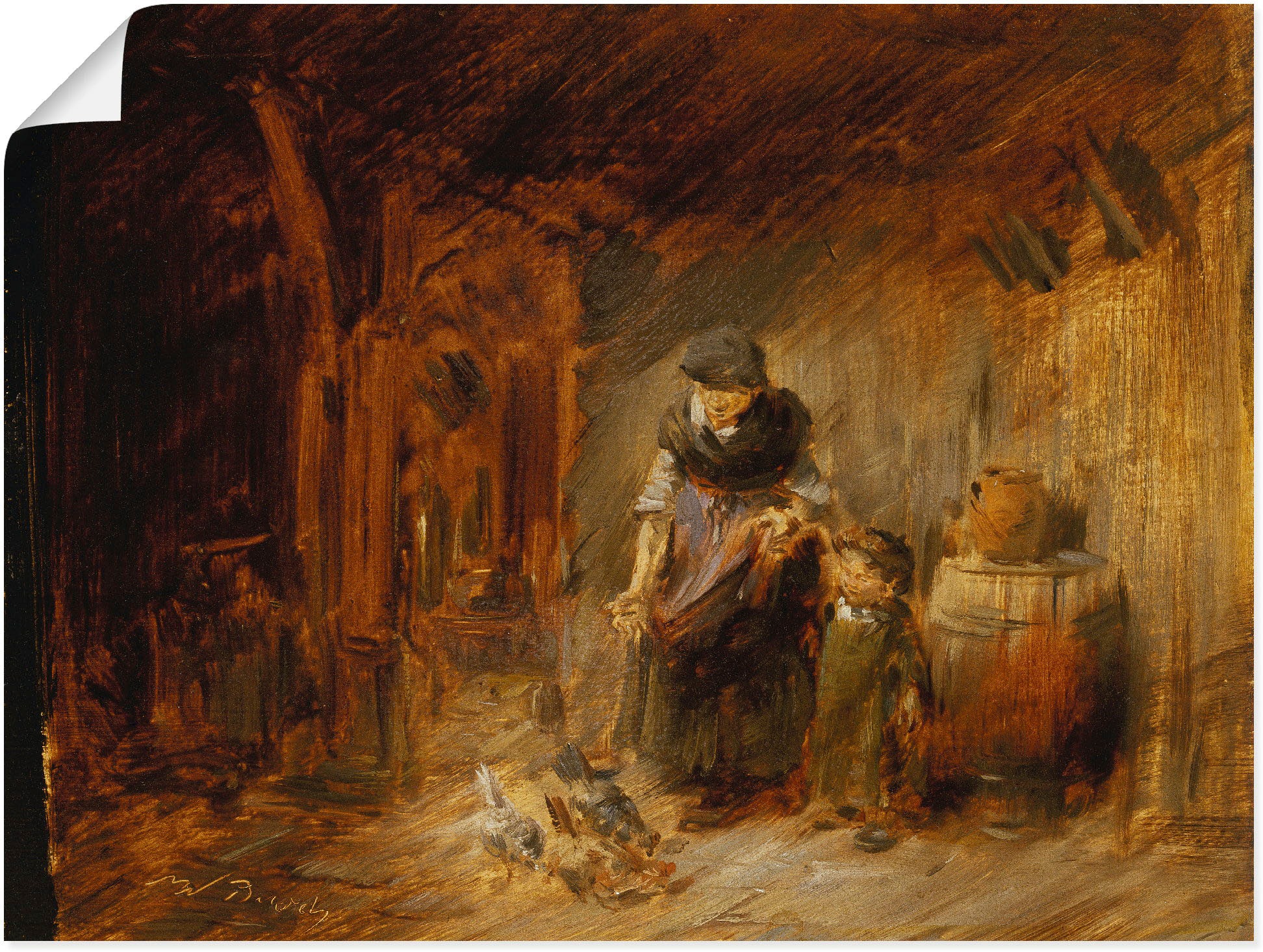 Image of Artland Wandbild »Grossmutter und Enkel, Hühner fütternd«, Frau, (1 St.), in vielen Grössen & Produktarten -Leinwandbild, Poster, Wandaufkleber / Wandtattoo auch für Badezimmer geeignet bei Ackermann Versand Schweiz