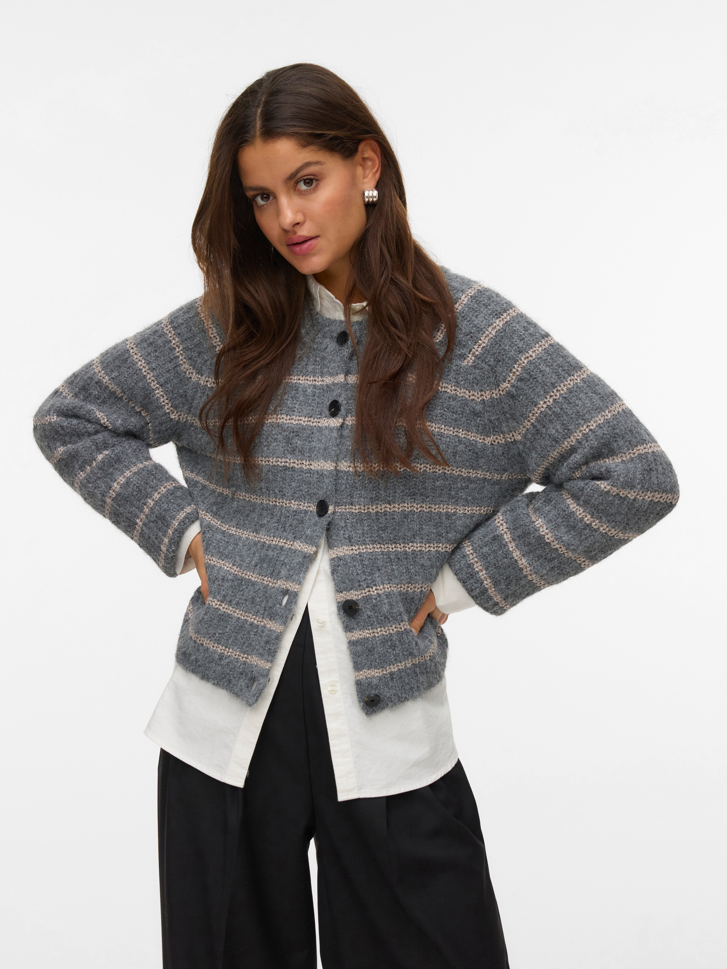 Vero Moda Strickjacke »VMAWESOME SHINE LS O-NCK STRIPE CARD BOO«