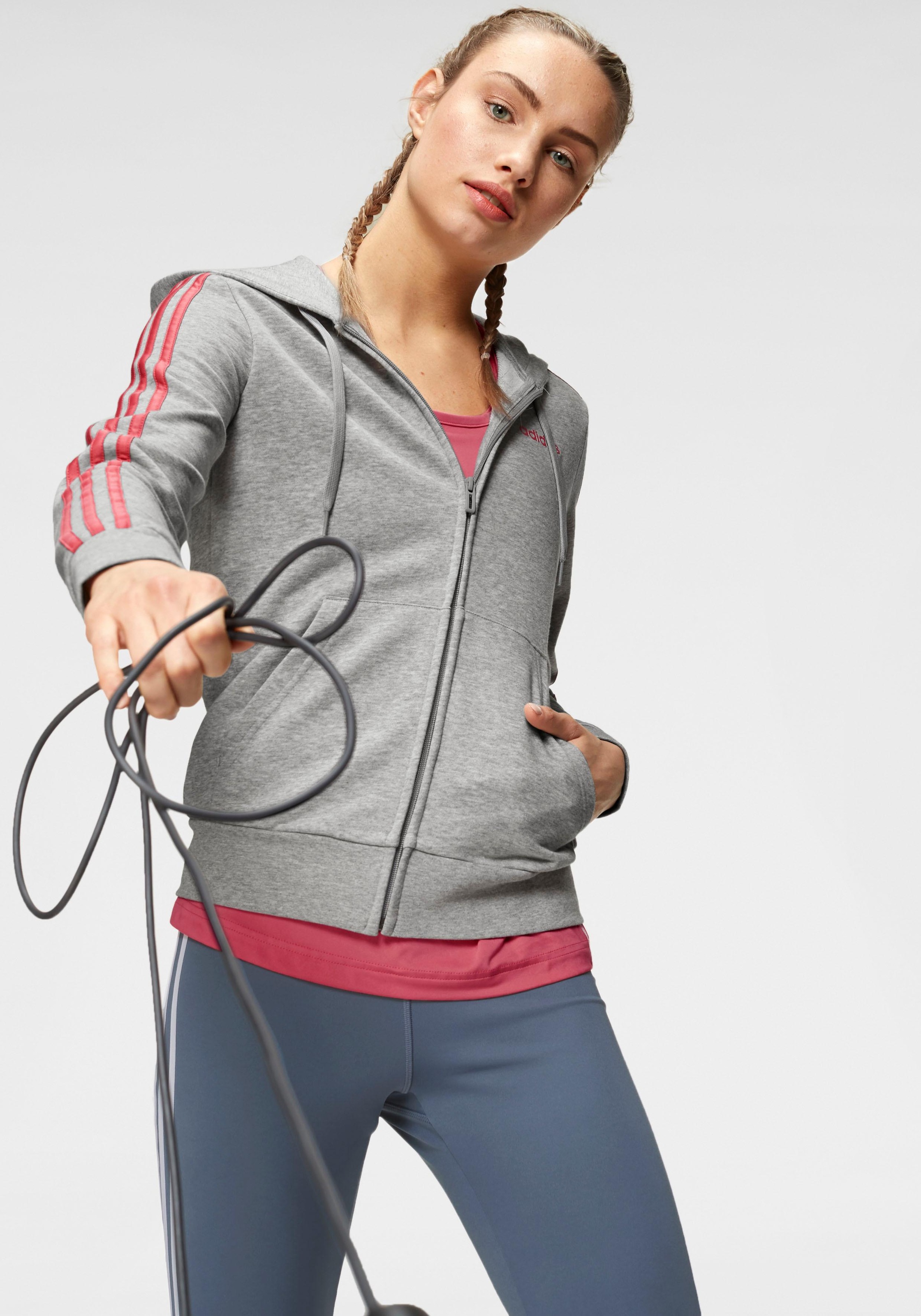 Sweatjacke »ESSENTIALS 3-STREIFEN KAPUZENJACKE«