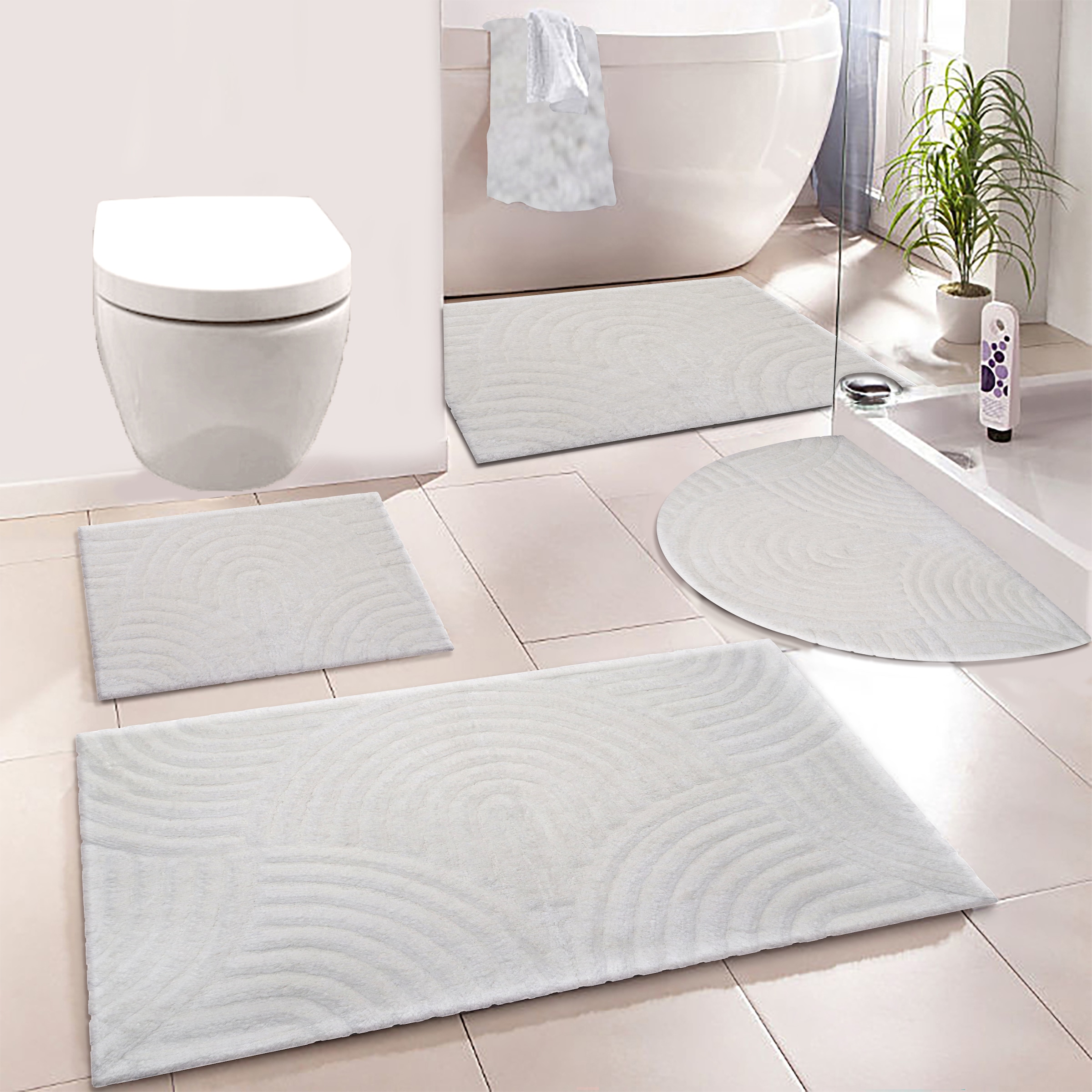 Image of my home Badematte "Juna, Badvorleger, Badezimmer Teppich, Zen, Scandi, Boho" Höhe 15 mm rutschhemmend beschichtet fussbodenheizungsgeeignet Baumwolle, Hoch-Tief-Effekt, weich