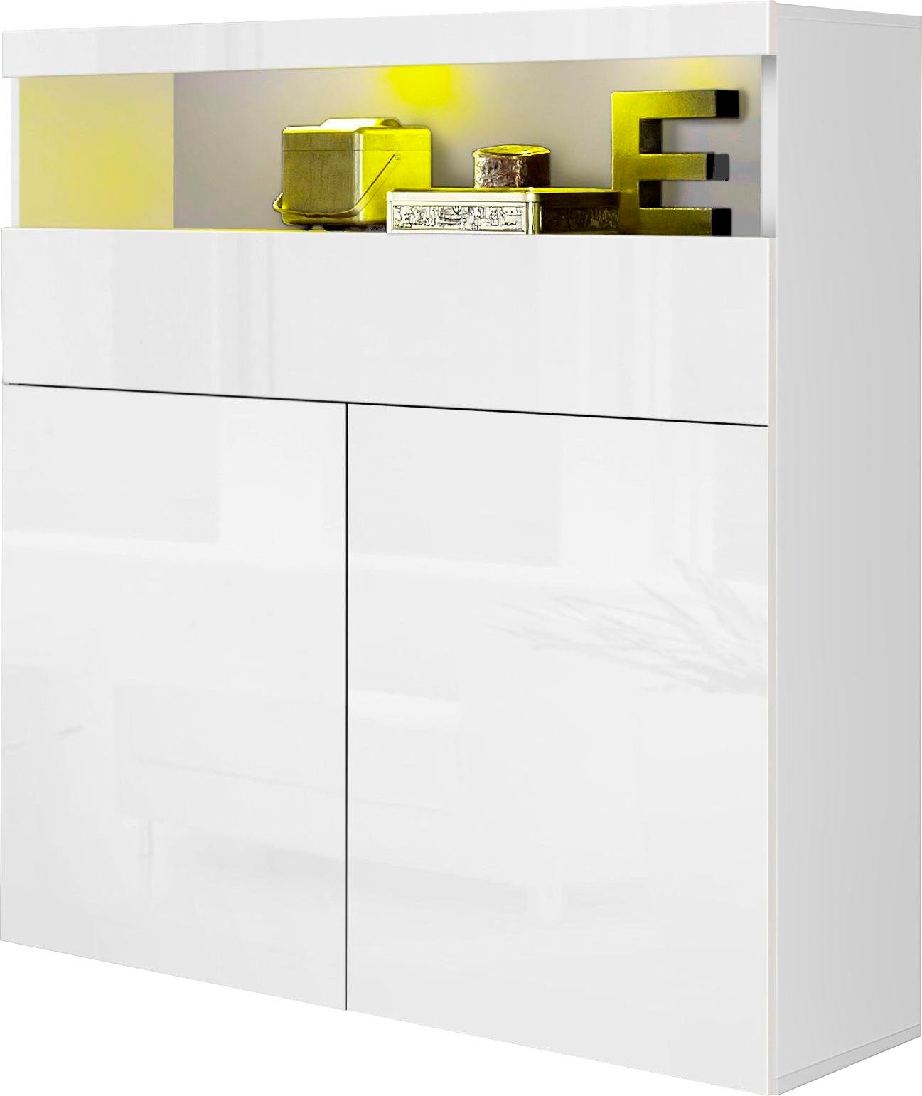 Image of GOODproduct Highboard "Schrank, Hochschrank, Hochkommode" mit 2 Türen und 1 Schubkasten, Breite 100 cm, ohne Beleuchtung