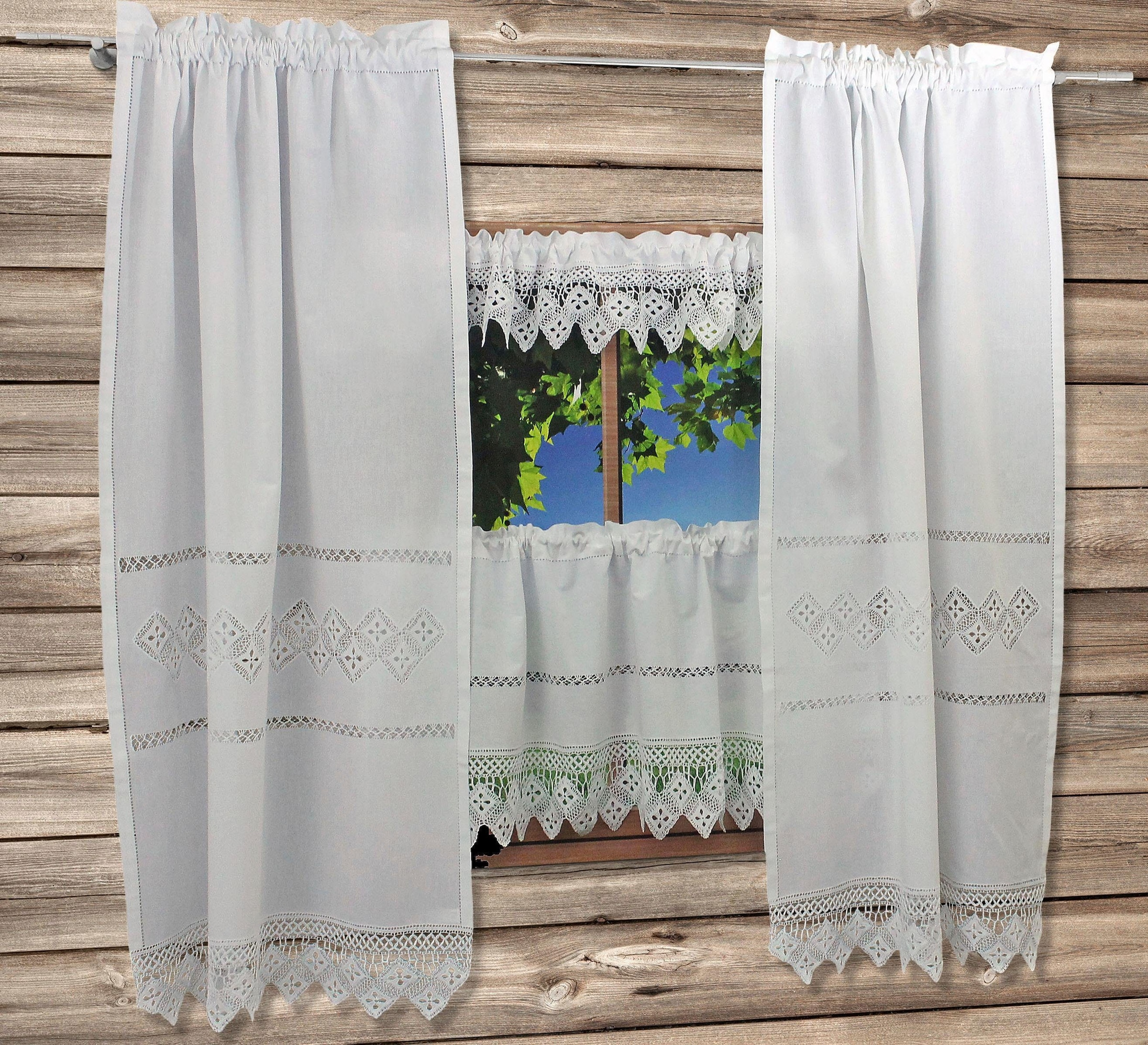 HOSSNER - ART OF HOME DECO Gardine »BALDO« Stangendurchzug 1 Stk. tlg. Häkelspitze - ECHTE Handarbeit