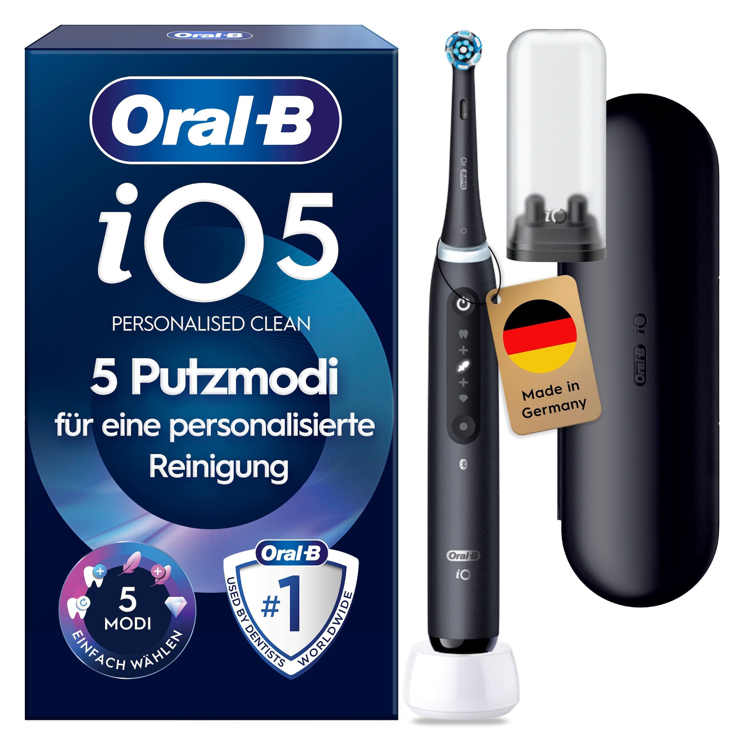 Oral-B Brosse à dents électrique »Oral-B iO Series 5« 1 cuis Aufsteckbürsten Batterie longue durée | Étui de voyage | Support pour brosse interchangeable
