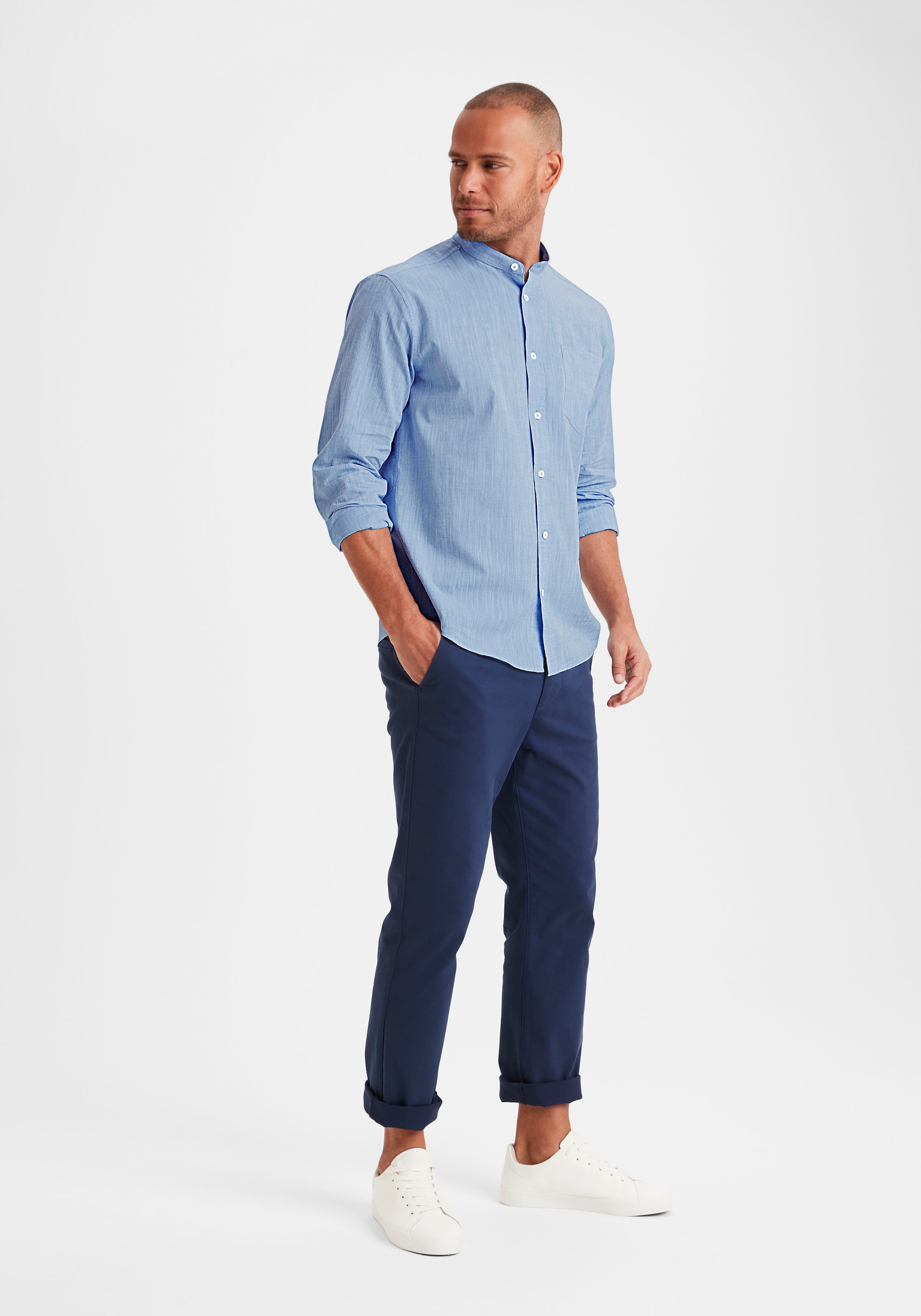 H.I.S Chemise à manches longues »- Freizeithemd mit Strukturoptik, bis Grösse 5XL« coupe régulière, chemise col montant avec poche poitrine, coton pur