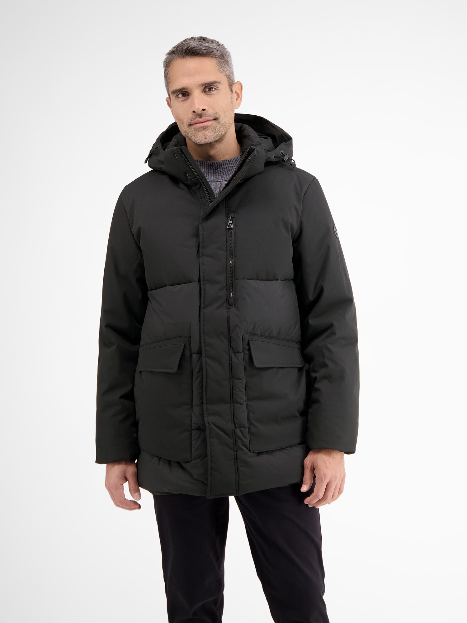 LERROS Parka »LERROS Funktionsparka in Shell-Materialmix, dick gefüttert« mit Kapuze Wasser- und windabweisend, atmungsaktiv