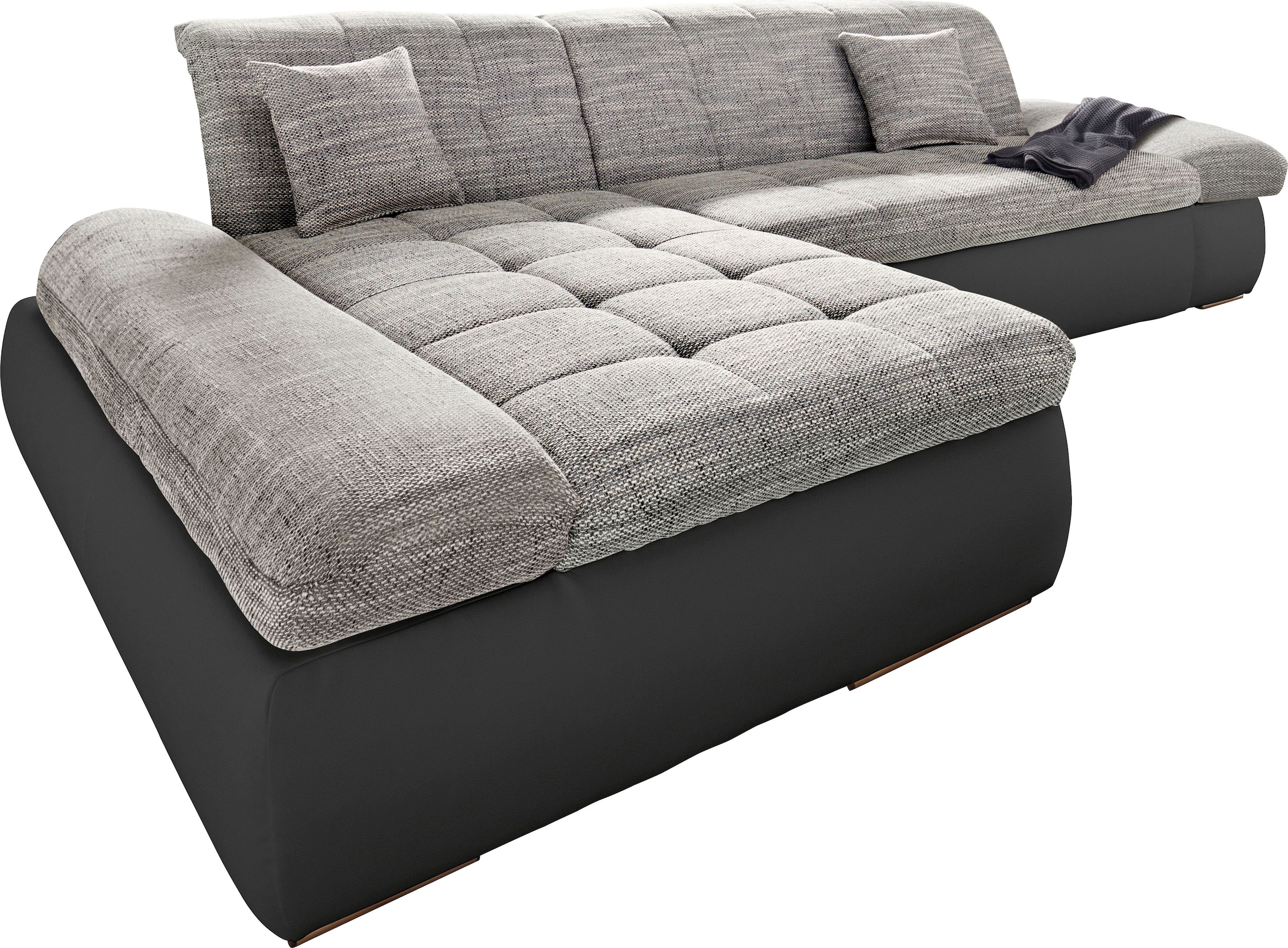 DOMO collection Ecksofa »PB Moric wahlweise mit Bettfunktion + Armteilverstellung, L-Form«, im XXL-Format, B/T/H:300/172/80 cm, feine Steppung