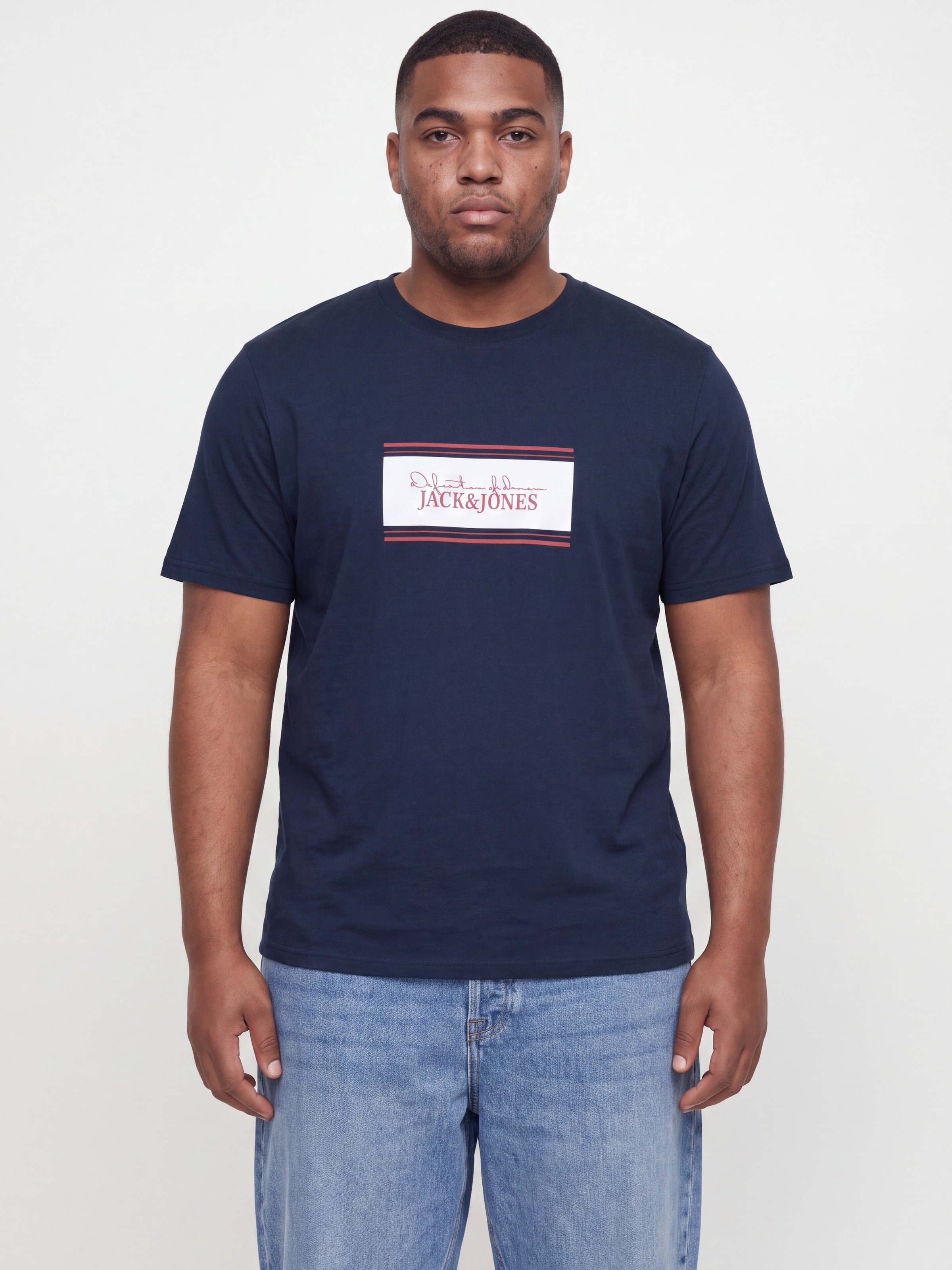 Image of Jack & Jones PlusSize Rundhalsshirt "JJBUSTER TEE SS CREW NECK BTS SN PLS" Baumwolle, regular fit