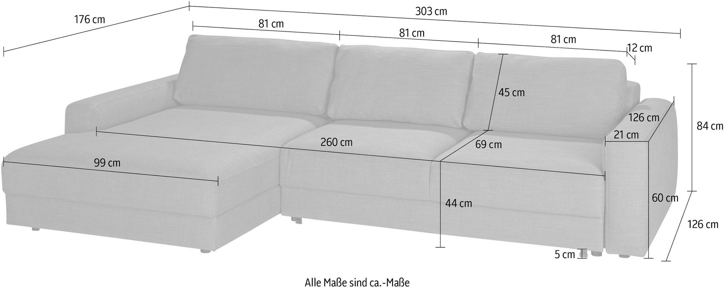 TRENDMANUFAKTUR Ecksofa »Bourbon II, mit extratiefer Sitzfläche und extrabreiter Recamiere« elegant und zeitlos, mit hohem Sitzkomfort, L-Form