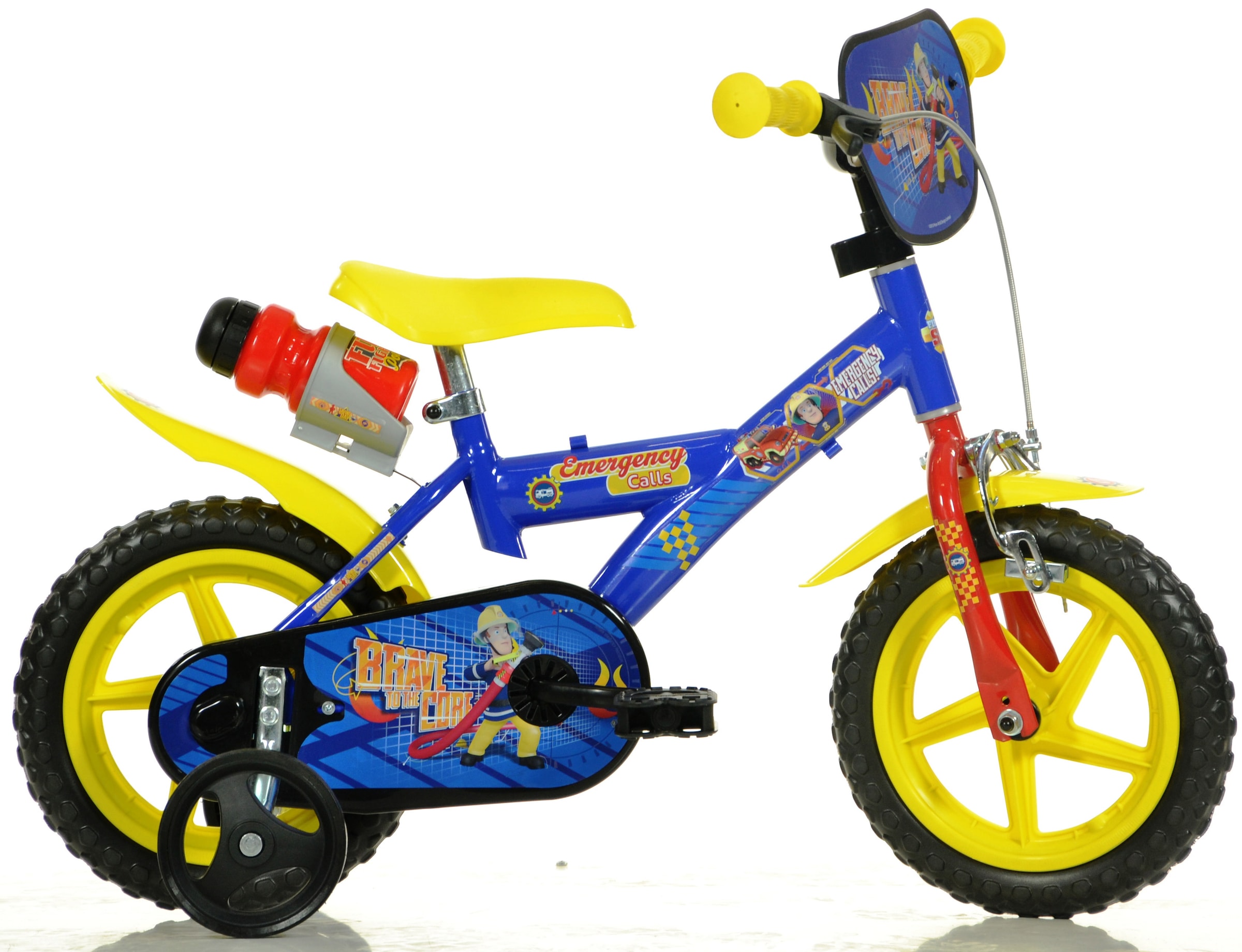 Dino Kinderfahrrad »Feuerwehrmann Sam 12 Zoll«, 1 Gang, mit Stützrädern, Trinkflasche und Frontschild