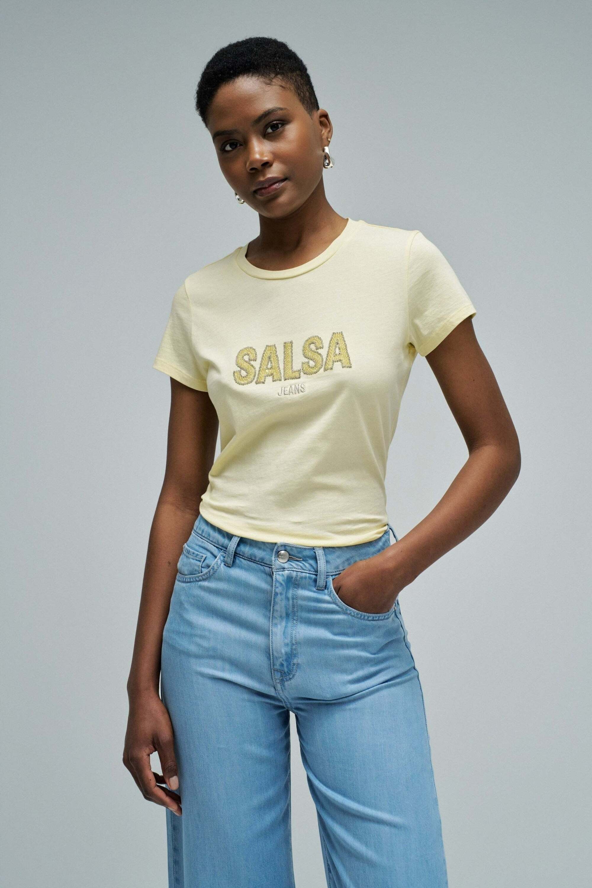 Salsa T-shirt »Salsa Jeans T-Shirt Institutional Beaded Branding«