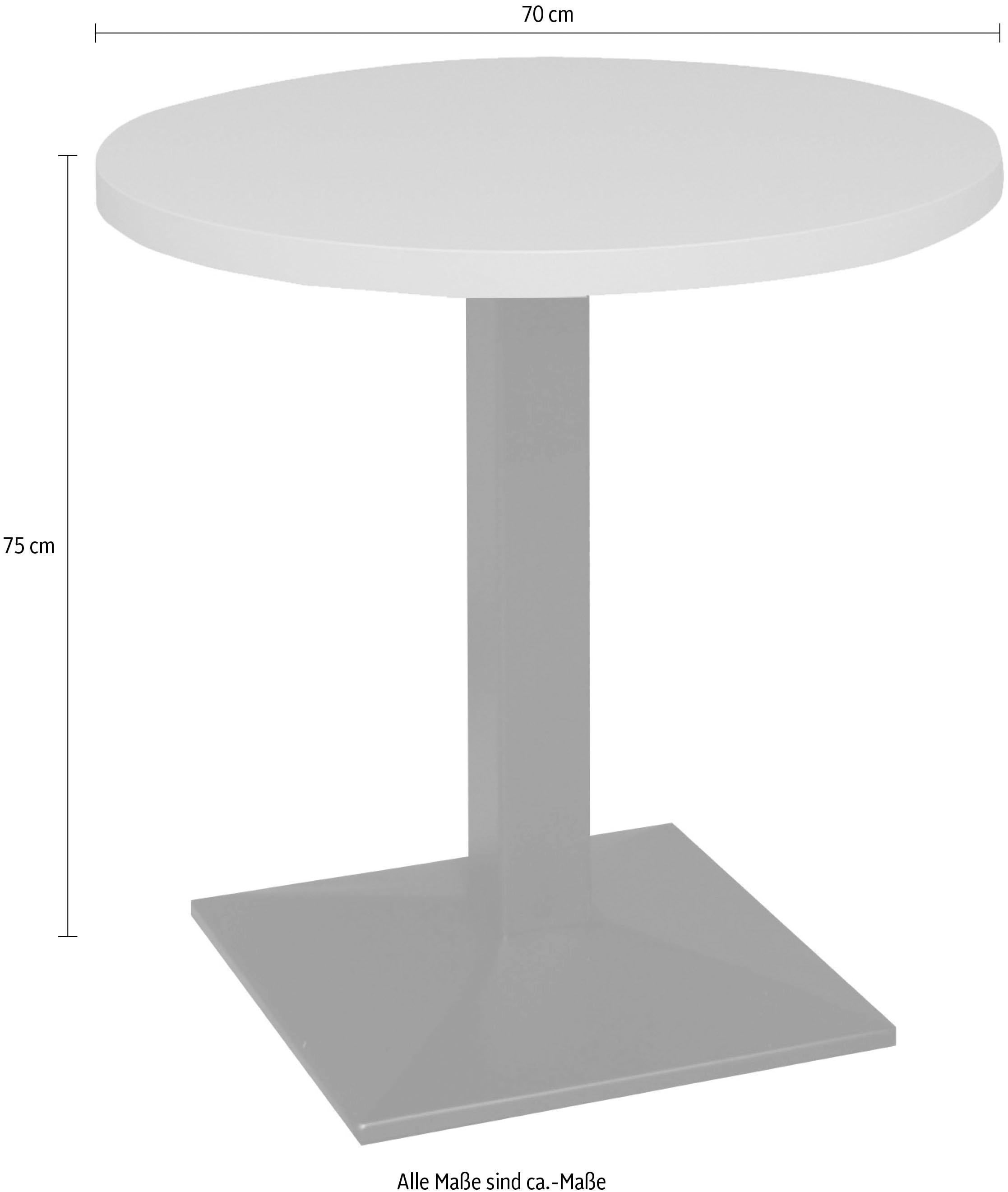 Mäusbacher Table de bistrot »Big Bistro Metall« Structure colonne carrée, plateau carré Ø 70 cm H 75 cm