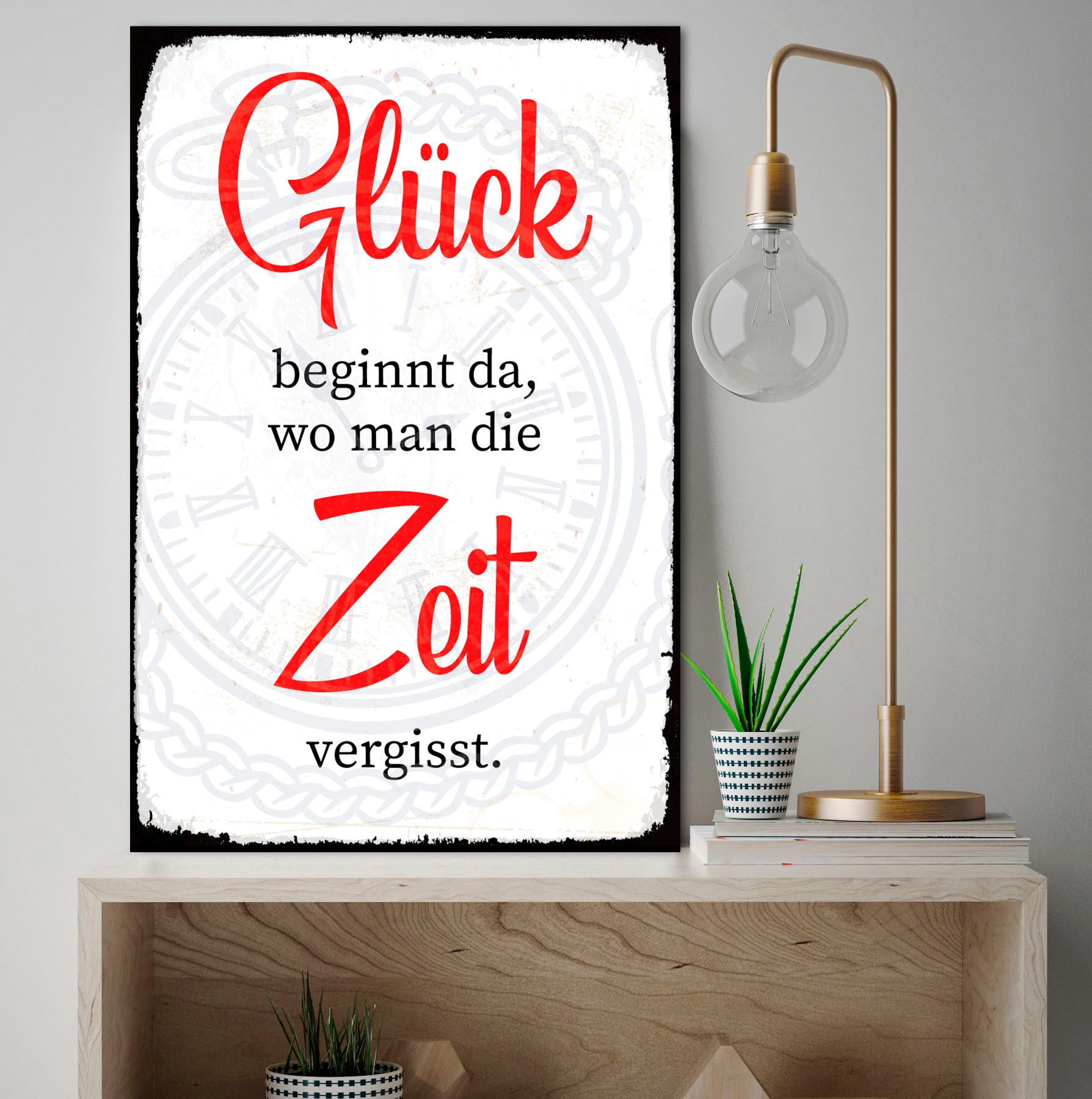 Image of queence Metallbild "Zeit" Schriftzug Schriftzüge Sprüche Sprüche & Texte 1 Stk. tlg. Stahlschilder