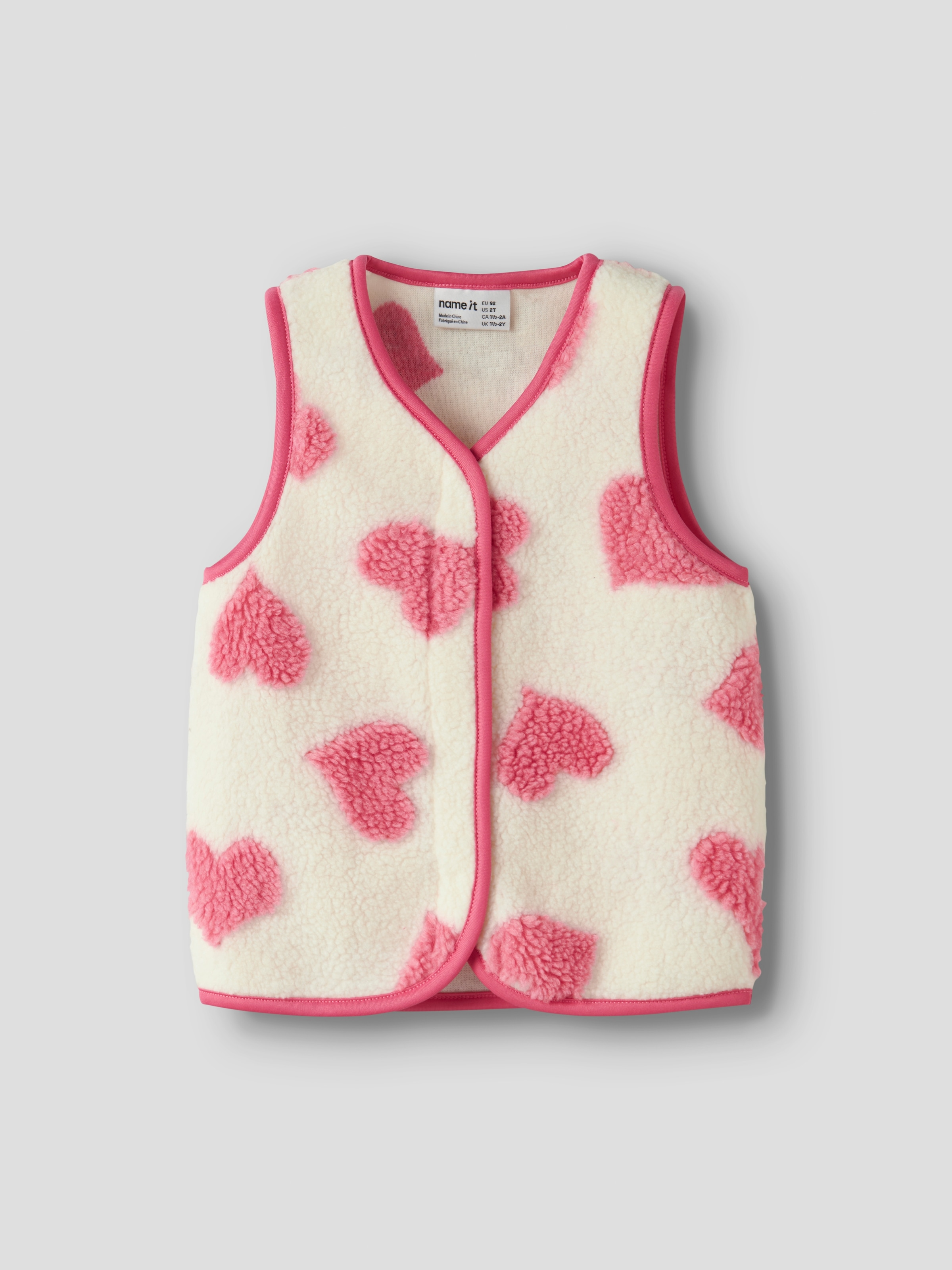 Name It Gilet polaire »NMFLARA TEDDY VEST« en polyester, coupe normale, avec col en V