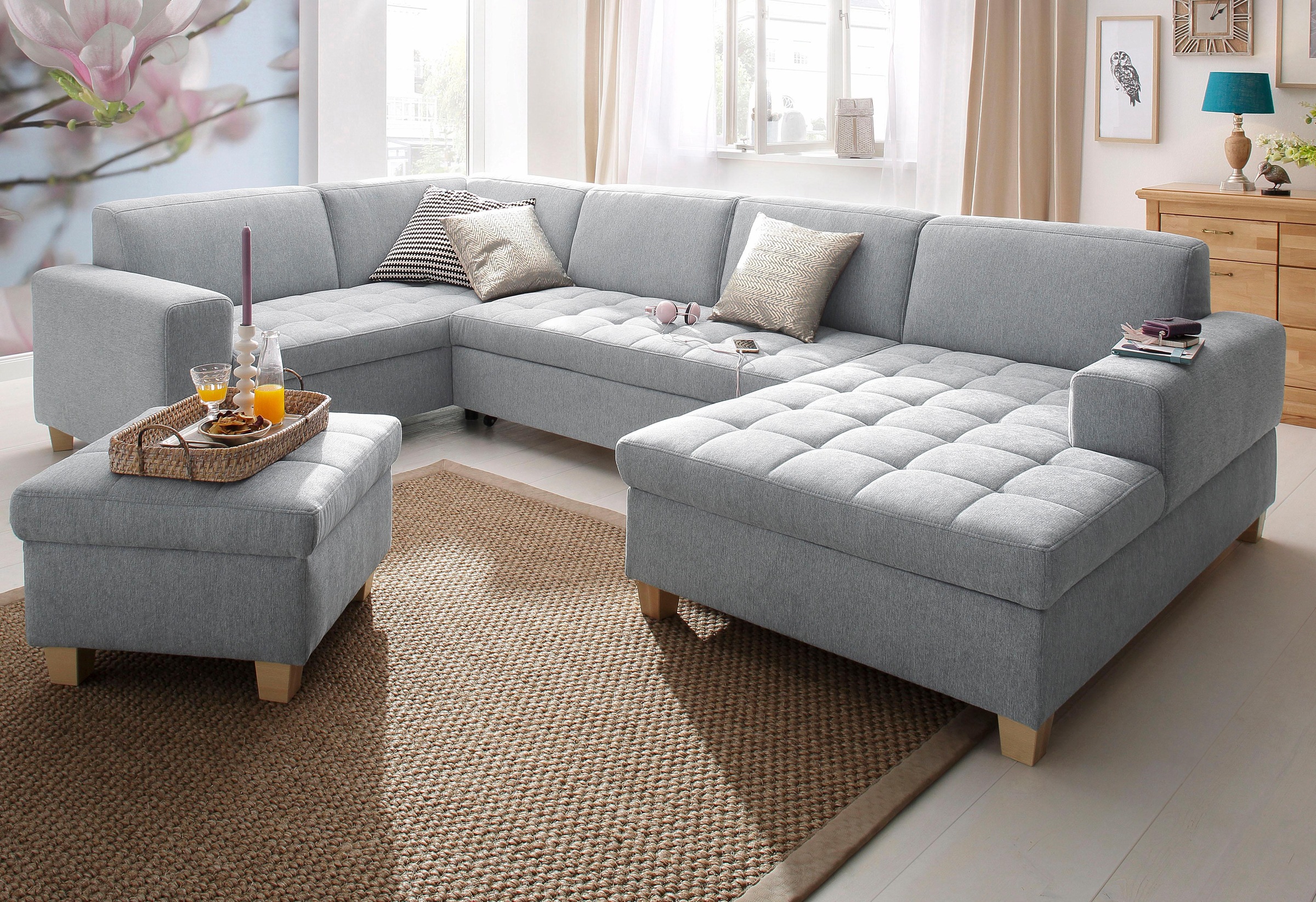 Image of Home affaire Wohnlandschaft »Corby«, wahlweise mit Bettfunktion, Steppung auf Sitzfläche bei Ackermann Versand Schweiz