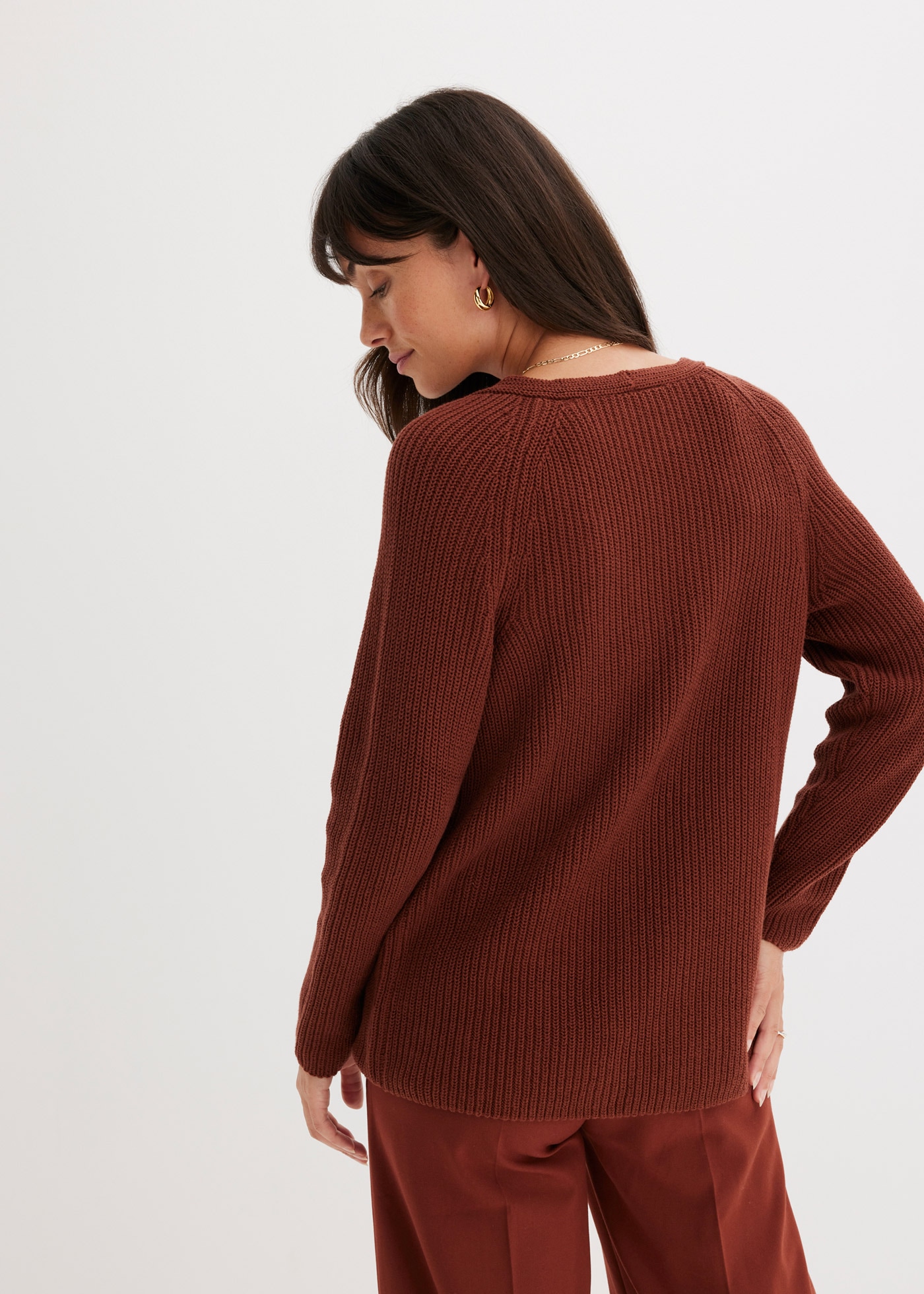 bonprix Strickpullover »Gerippter Pullover aus reiner Baumwolle« aus reiner Baumwolle