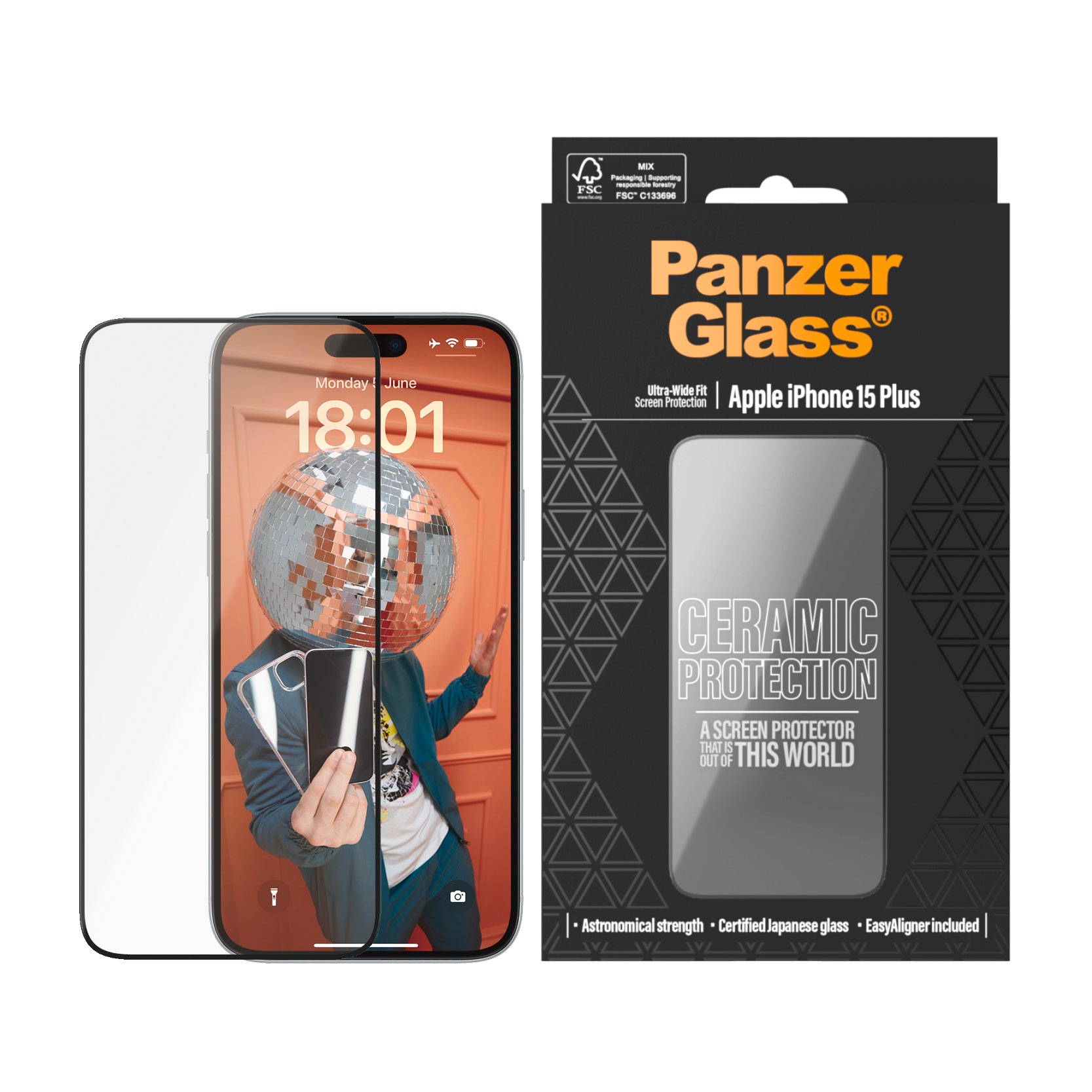 Image of PanzerGlass Displayschutzglas "Ultra-Wide Fit Ceramic Protection Screen Protector" für Apple iPhone 15 Plus 1 Stk. tlg. Displayschutzfolie, Schutzfolie, Bildschirmschutz, kratz- & stossfest