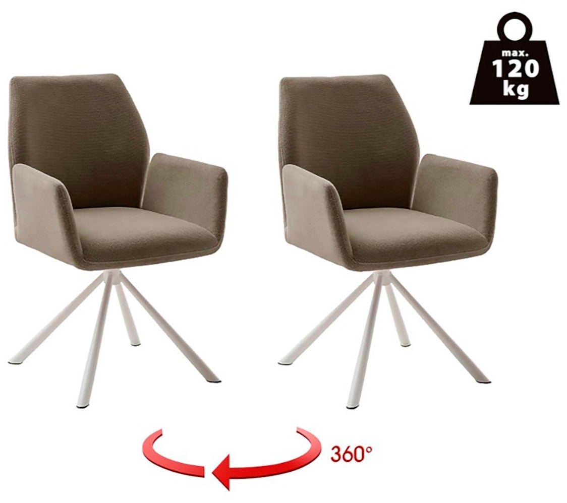 MCA furniture Chaise à 4 pieds »BEVERLY« (Set) 2 cuisEsszimmerstuhl,Chenilleoptik,360°drehbar,Sitzhöhe 49cm,belastbar 120kg