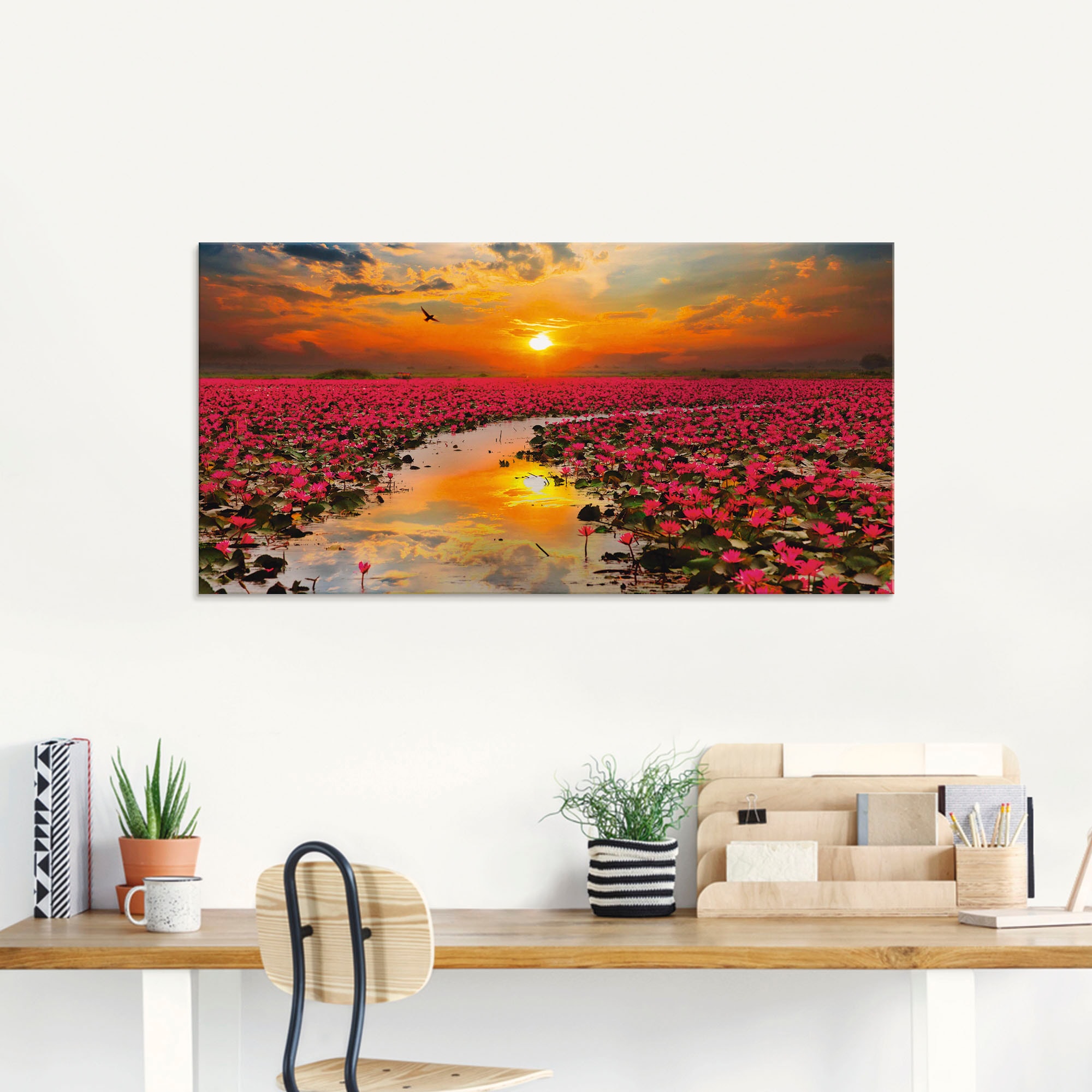 Artland Glasbild »Sonnenschein blühende Lotusblume«, Blumen, (1 St.), in verschiedenen Grössen