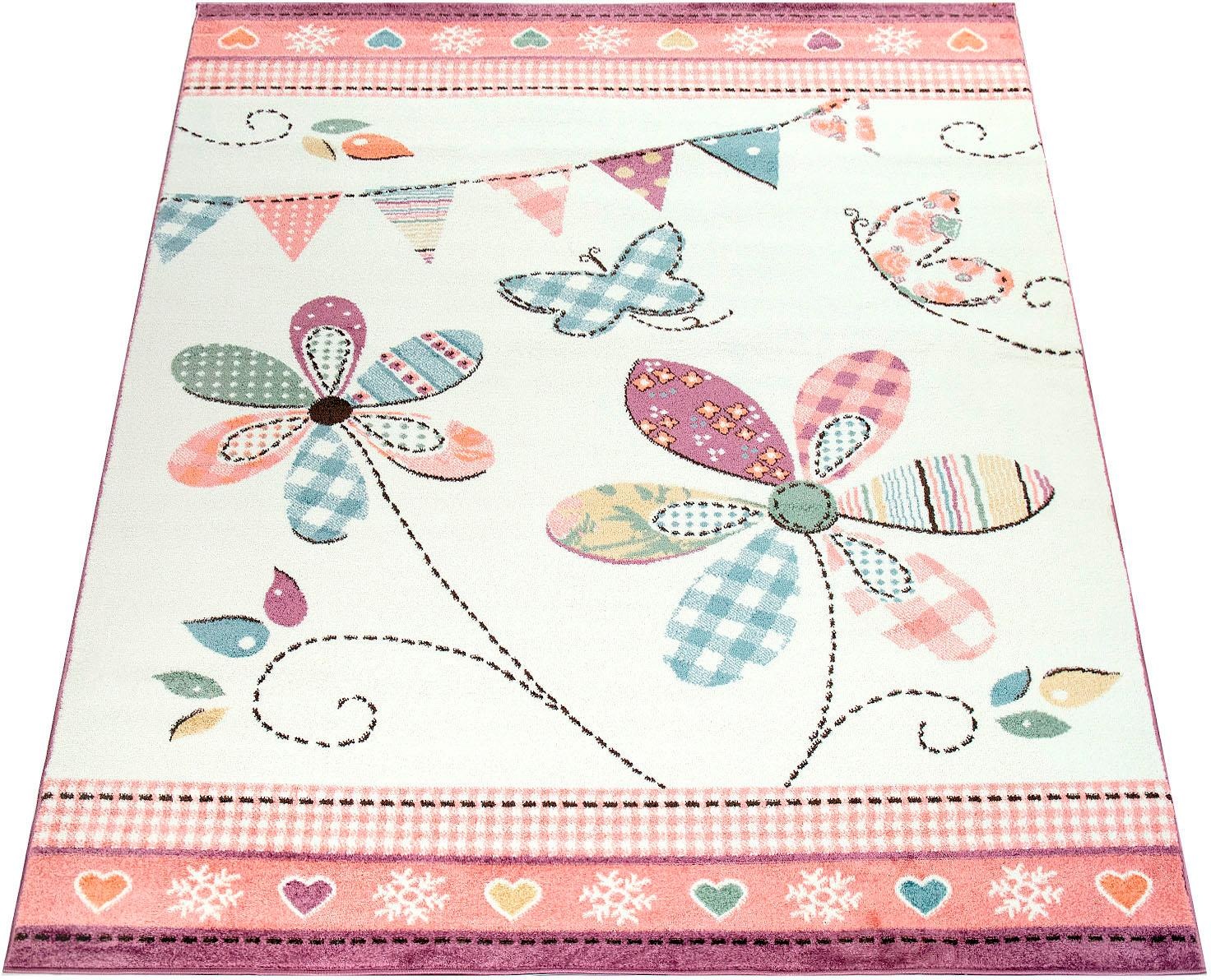 Image of Paco Home Kinderteppich »Capri 312«, rechteckig, 14 mm Höhe, Kurzflor, niedliches Blumen Motiv in Pastell-Farben, Kinderzimmer bei Ackermann Versand Schweiz