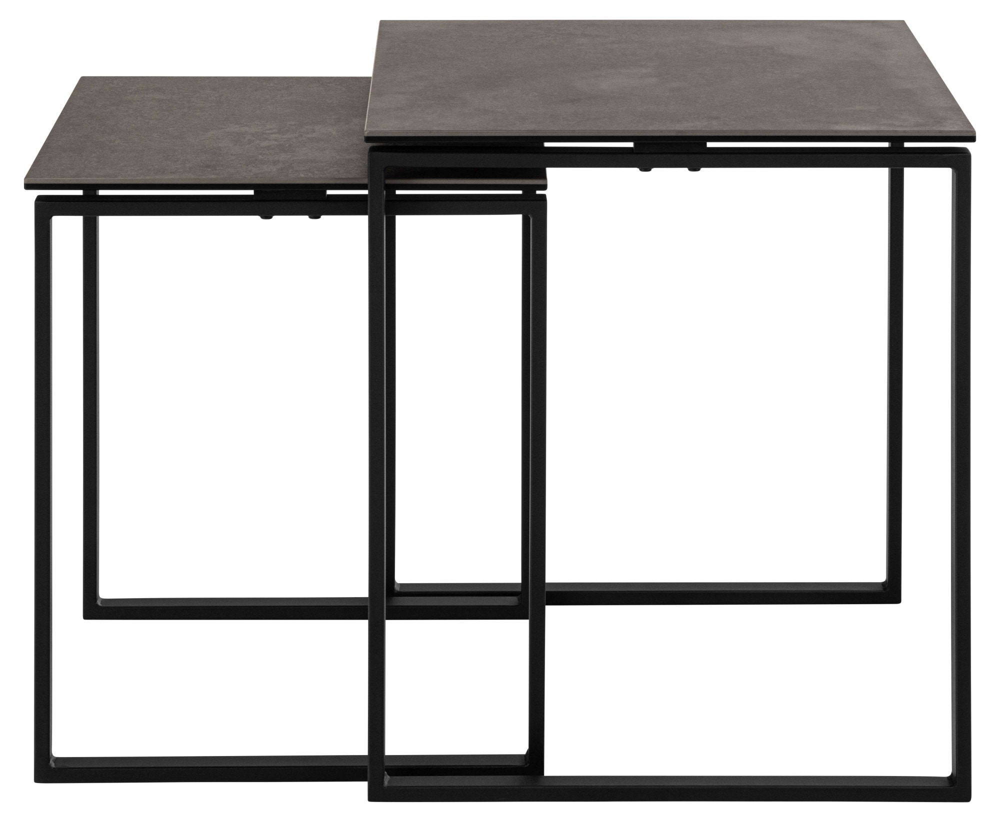 ACTONA GROUP Couchtisch »Katrine, 2er-Set, Kaffetisch, Keramik-Tischplatte, modern, Scandi« Set, Set aus 2 Couchtischen, 2 Stk. tlg. Quadratisch, robustes schwarzes Stahlgestell, B: 50 x T: 50 cm