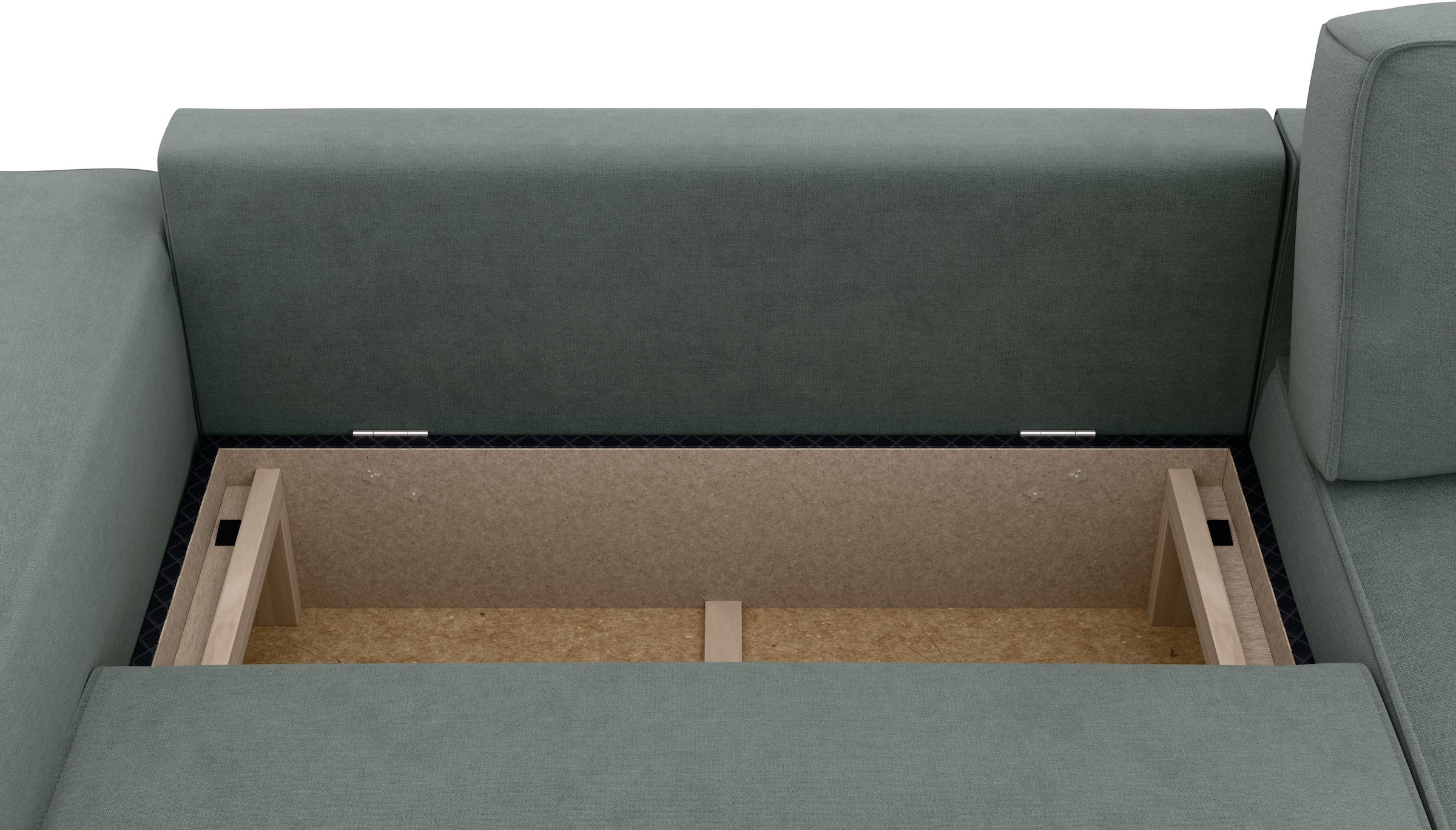 Home affaire Canapé d'angle »Chance, Recamiere beidseitig montierbar, Schlaffunktion, Breite 265 cm« en structure fine LINO, avec fonction couchage et coffre de lit