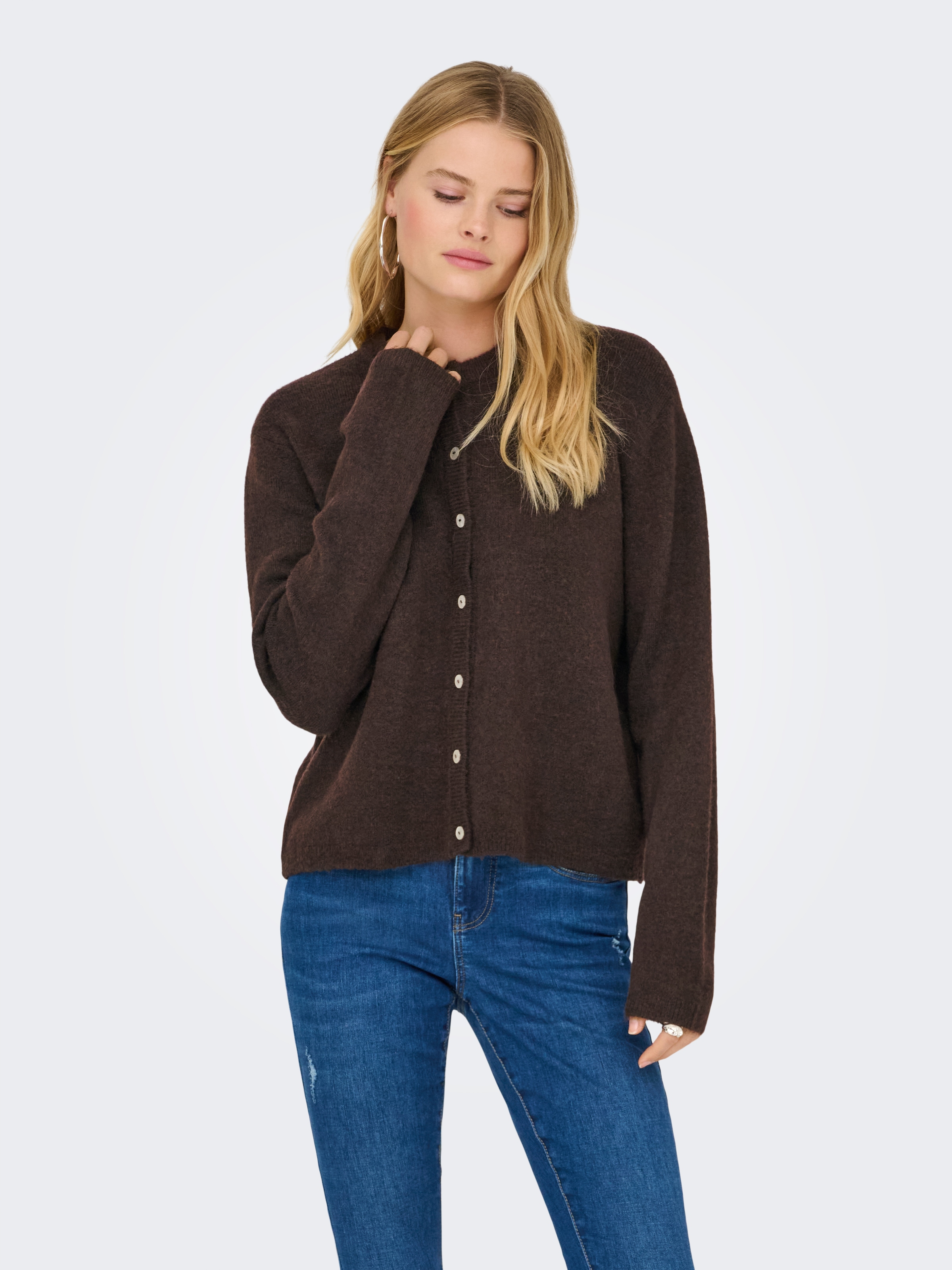 ONLY Strickjacke »ONLSIMONI L/S O-NECK CARDIGAN KNT NOOS« Materialmix, relaxed fit