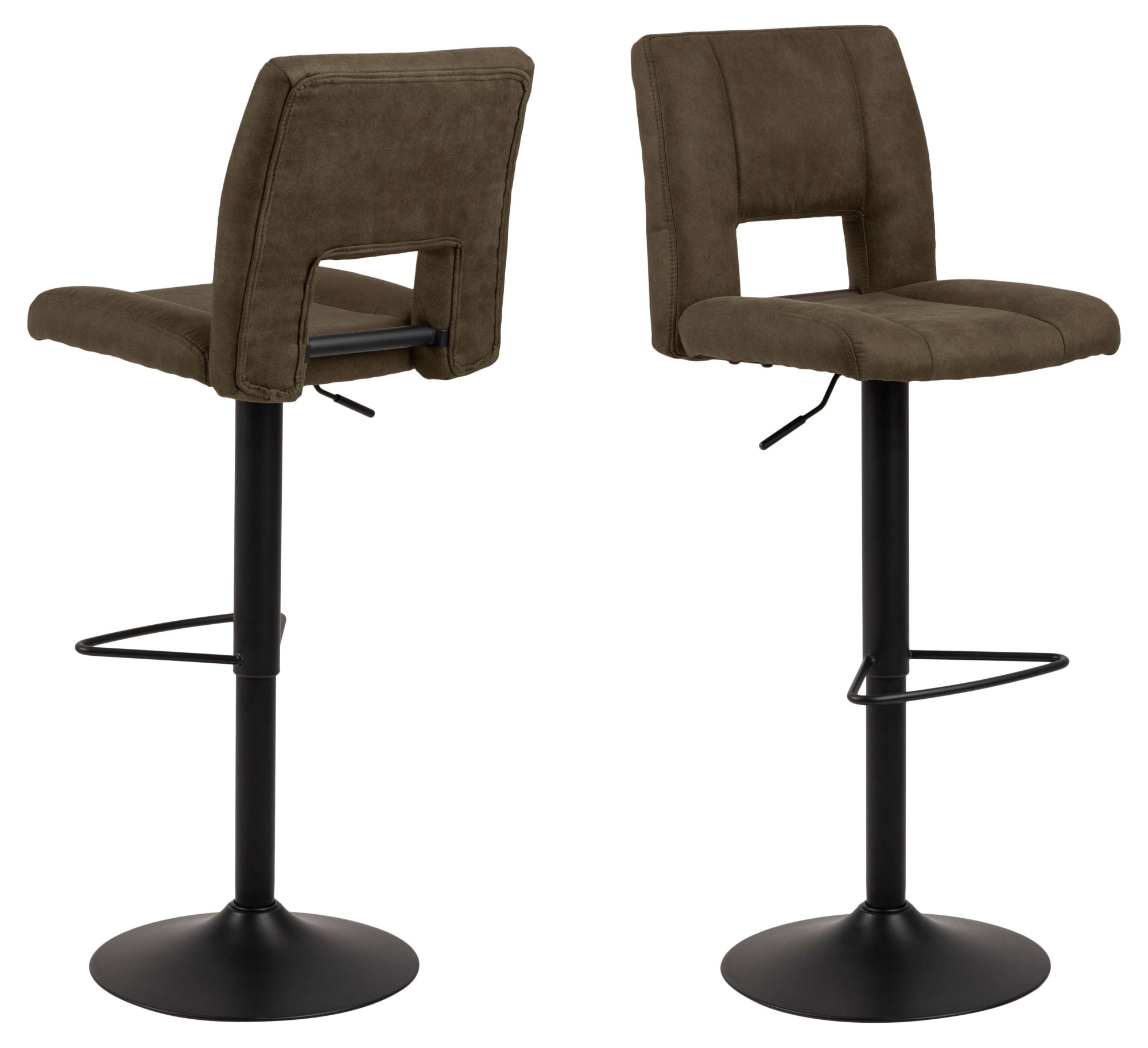 ACTONA GROUP Tabouret de bar »Sylvia Barstuhl, Höhenverstellbar,« pied trompette, vérin à gaz, pivotant, coutures verticales, lot de 2