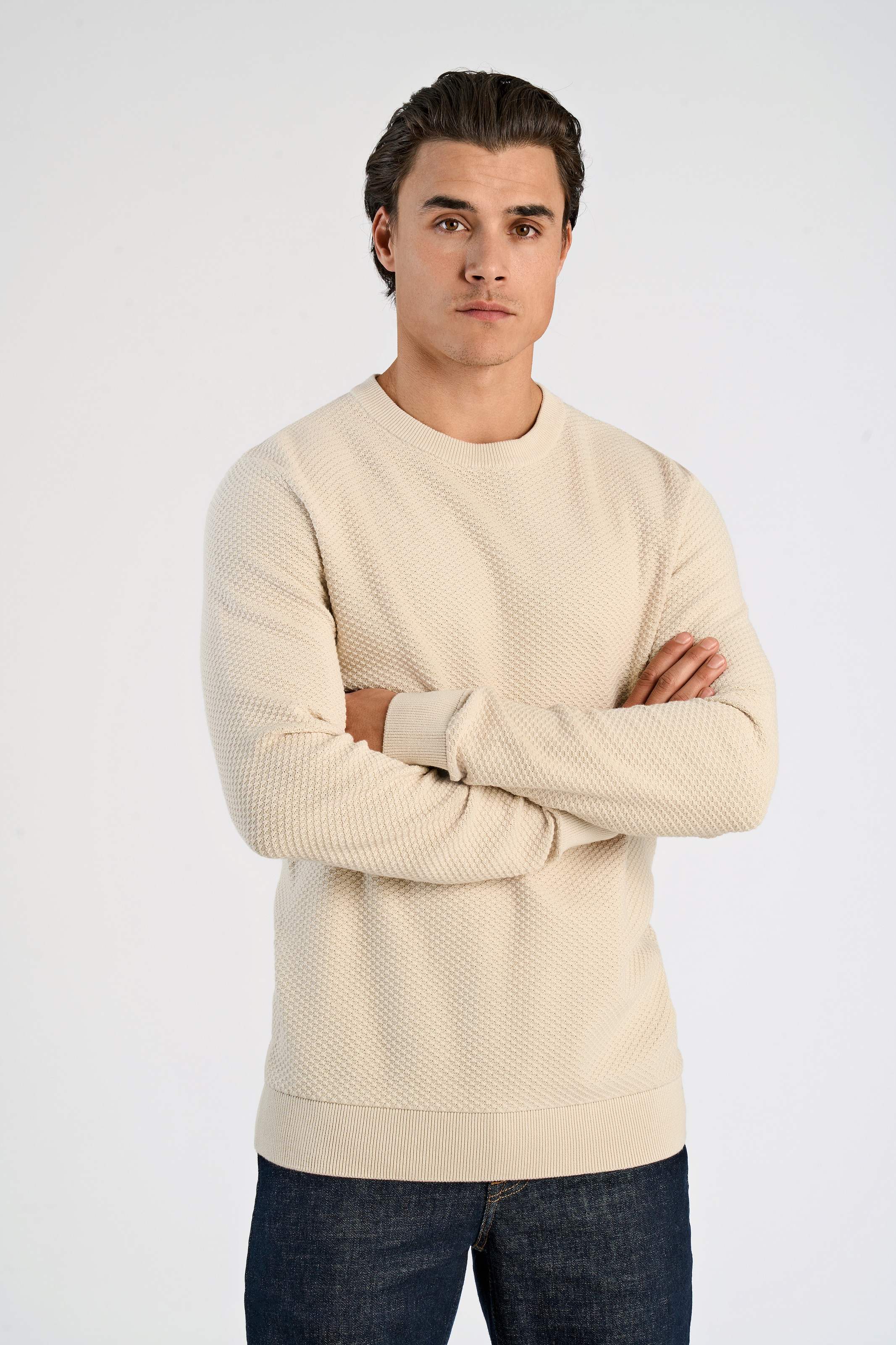 Image of LINDBERGH Strickpullover mit Rundhals und aus reiner Baumwolle
