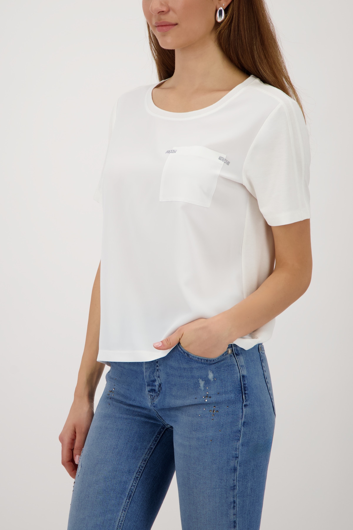 Monari Blouse à enfiler »Schluse Basic« Regular fit mit Strasssteinen