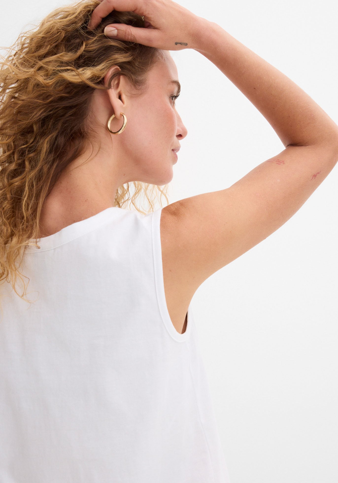 bonprix Longtop »Long-Top« mit elegantem Faltendetail, lockere Passform, reine Baumwolle