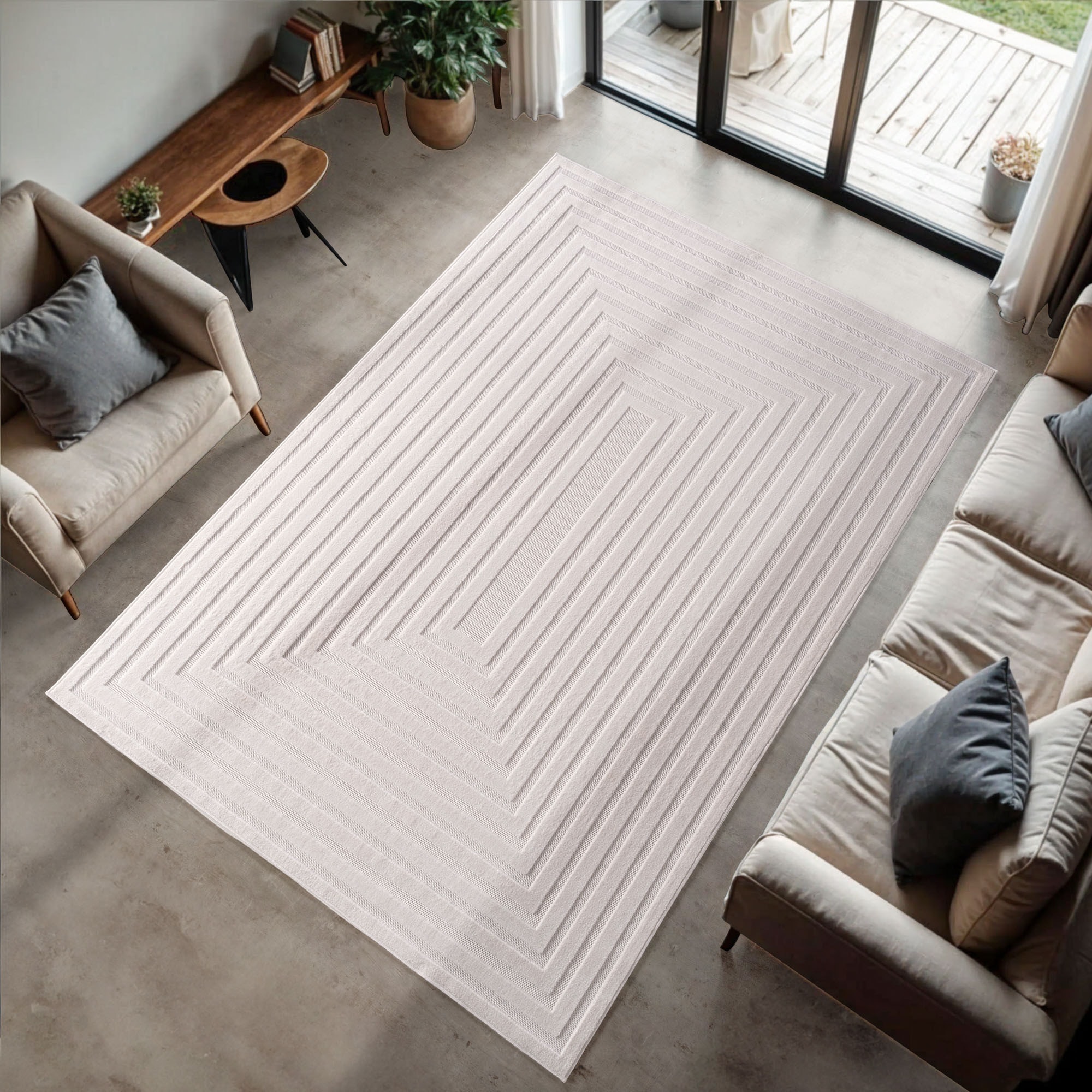 Image of Ayyildiz Teppiche Outdoorteppich "DOHA 1653" rechteckig 4 mm Höhe 3D Hoch-Tief-Effekt, leichter Kurzflor, Läufer, In- und Outdoor