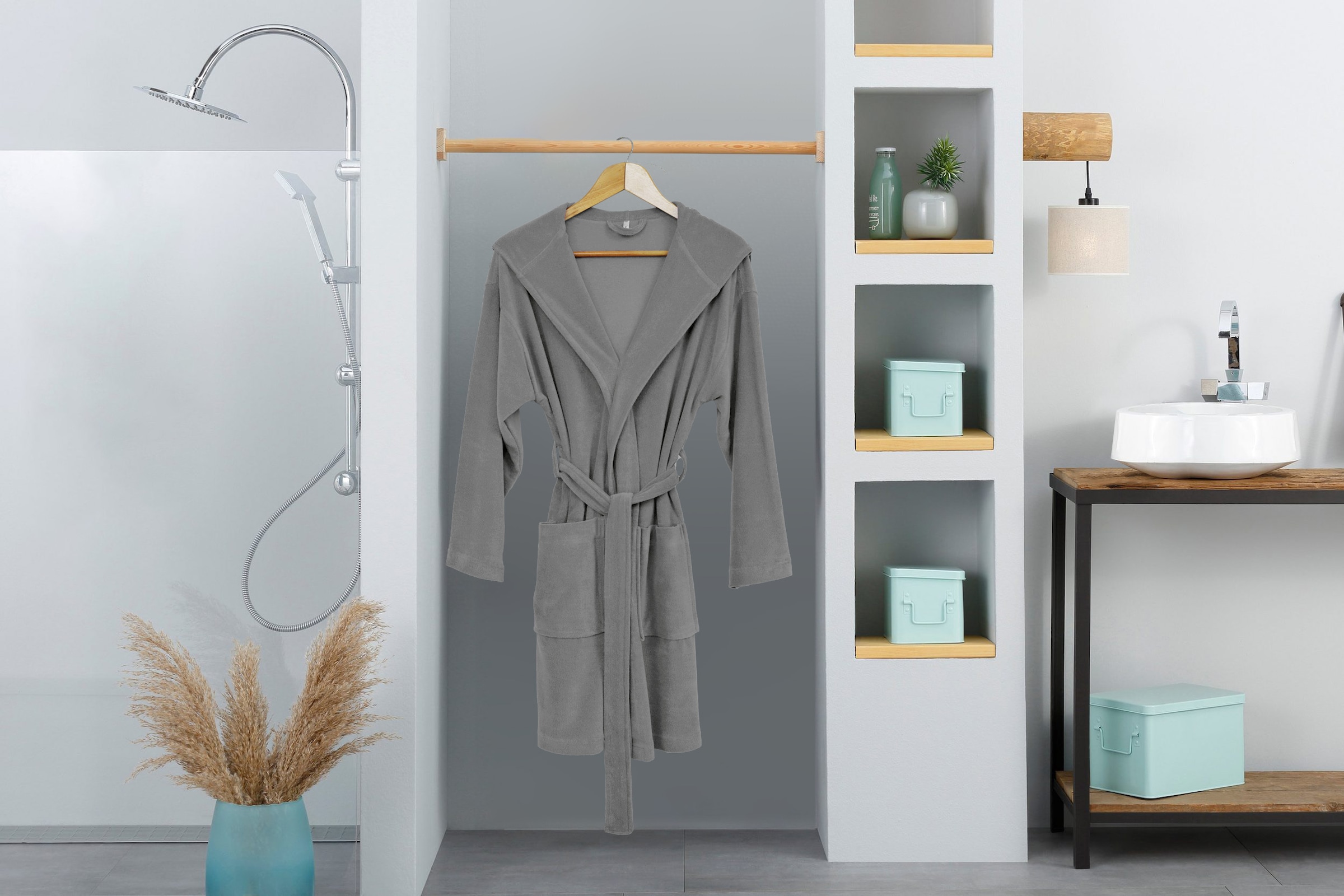 GOODproduct Damenbademantel »Sina, ideal für Sauna & Spa, Hotelbademantel, Morgenmantel« 1 Stk. einfarbiger Bademantel, kurz, hoher Baumwollanteil, XS-4XL