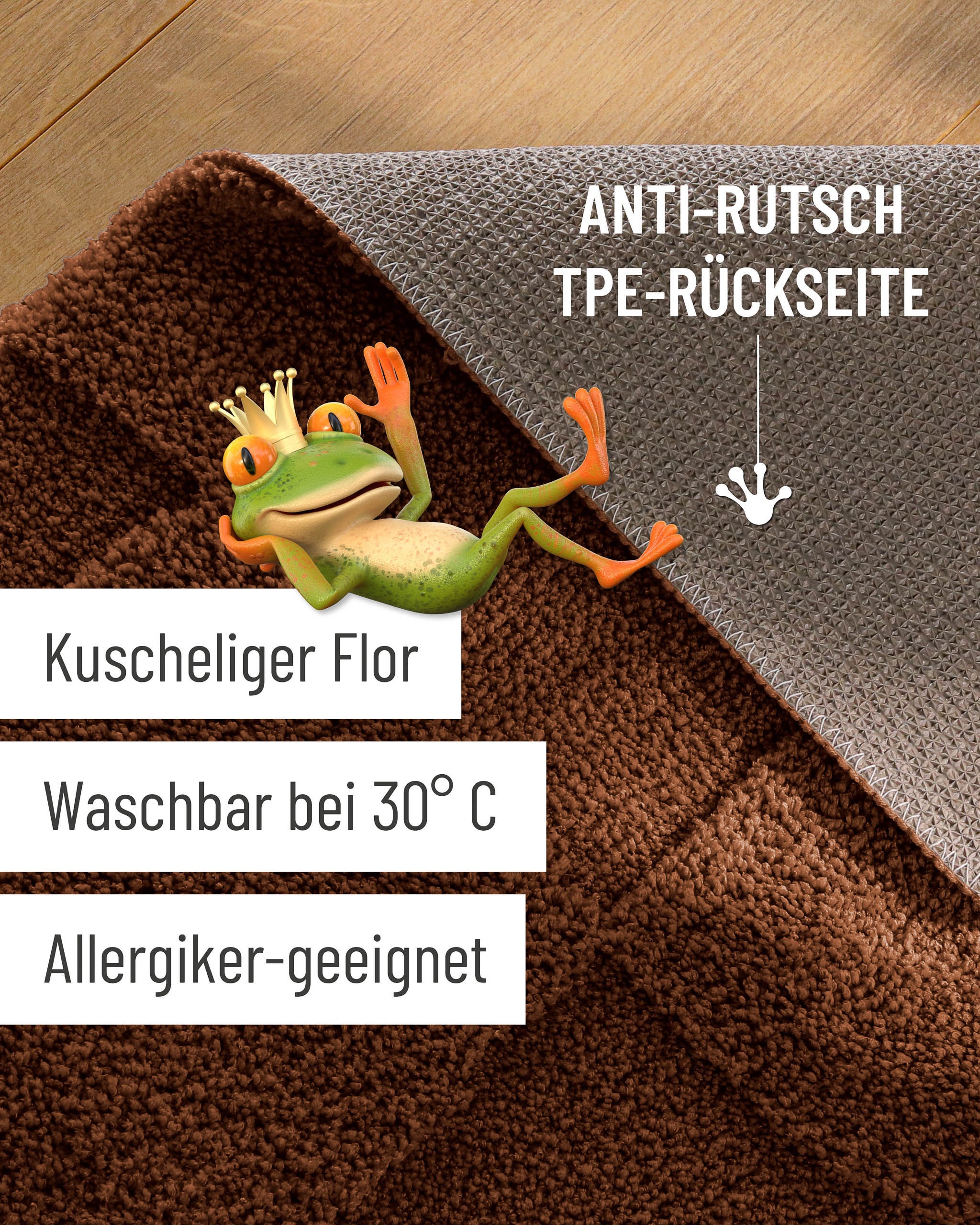 Wecon home Tapis de bain »Davie« Höhe 25 mm revêtement antidérapant Séchage rapide Badteppich, Hoch-Tief-Effekt, weich, rutschhemmend, waschbar, getuftet