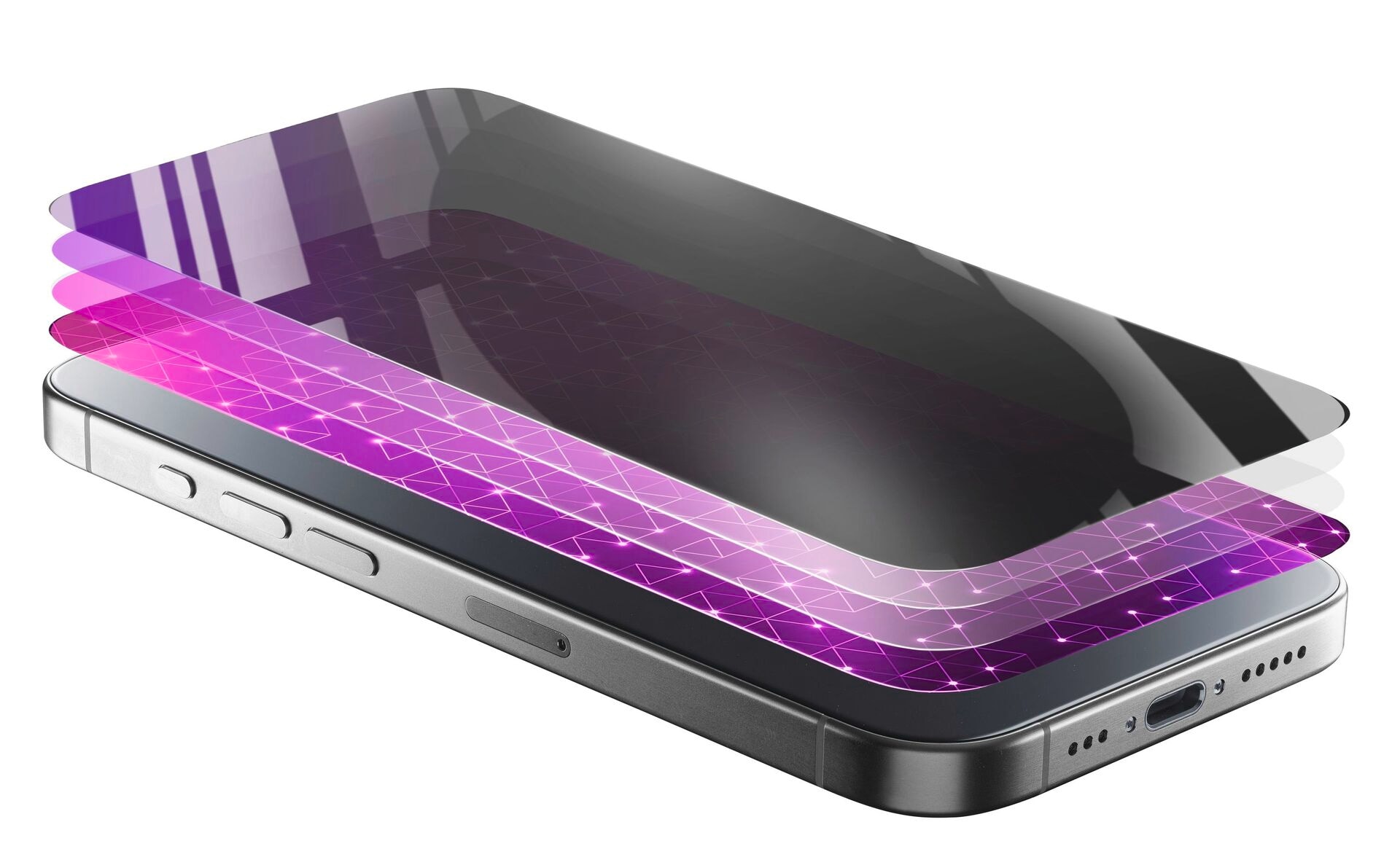 Cellularline Displayschutzglas »PRIVACY XTREME GLASS« für Apple iPhone 16 Blickschutzfolie, Schutzfolie, Bildschirmschutz, kratz- & stossfest