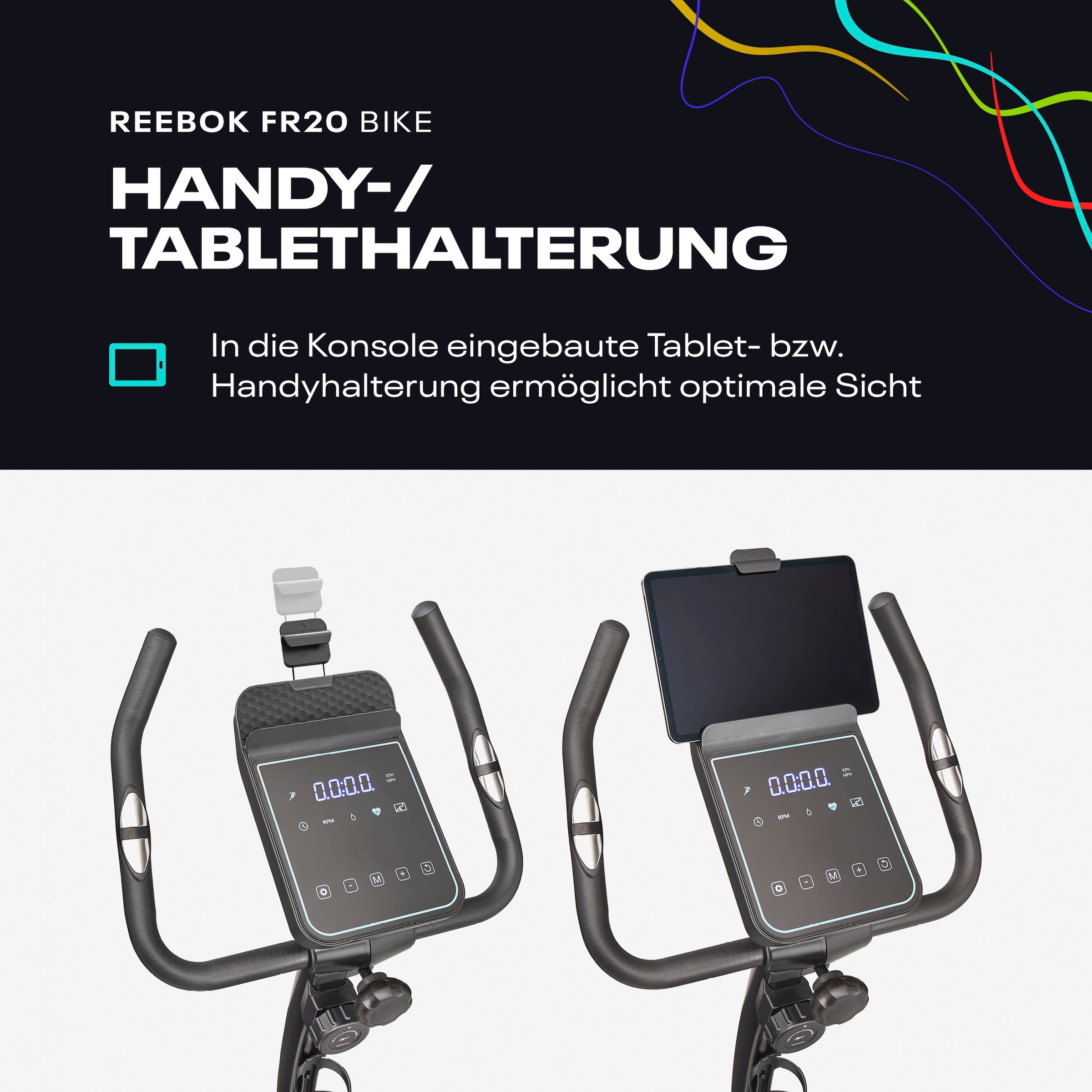 Reebok Heimtrainer »FR20 Heimtrainer«, (mit Tablet-Halterung), 8 Widerstandsstufen